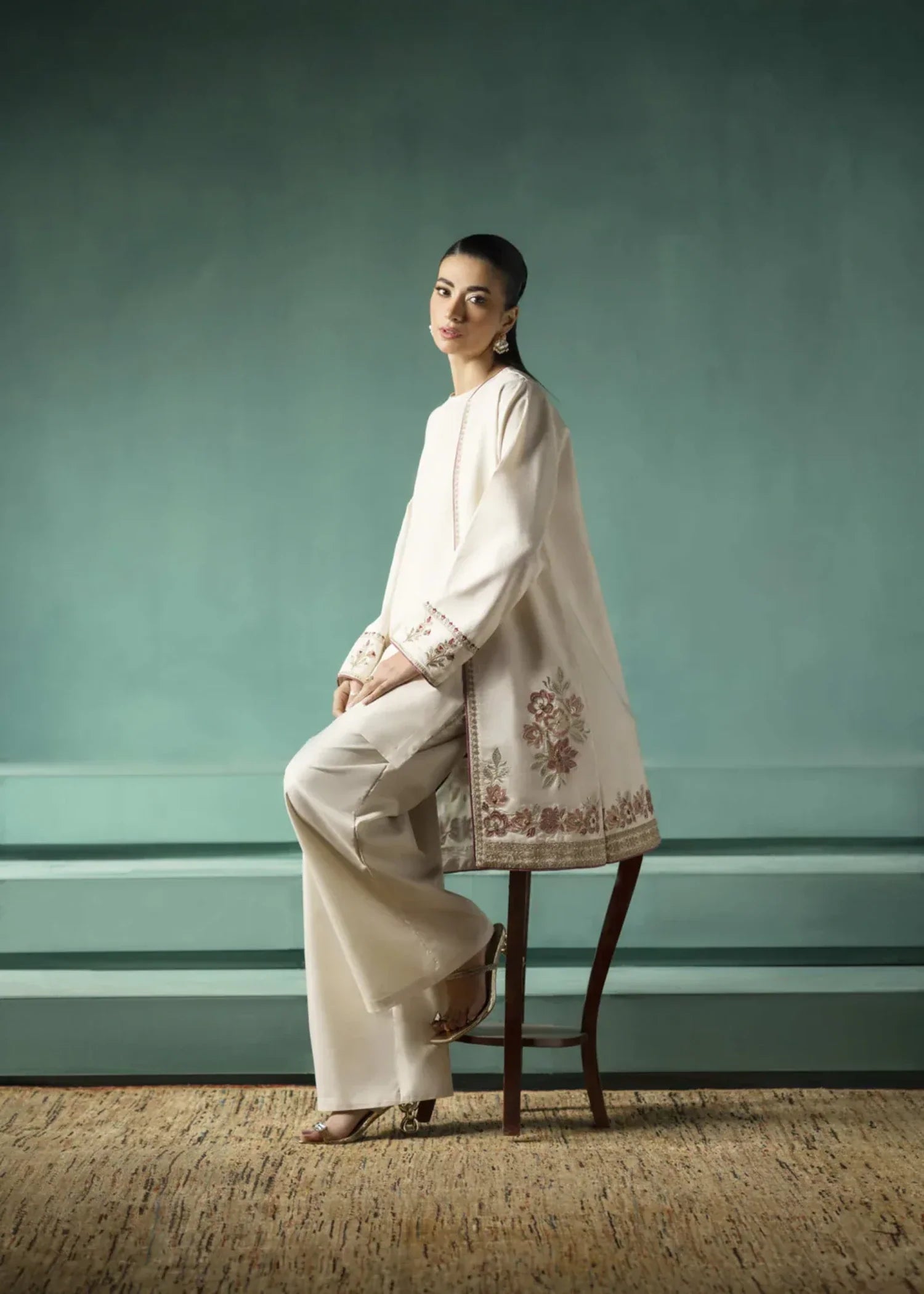 pk raw silk Jacket in Ivory