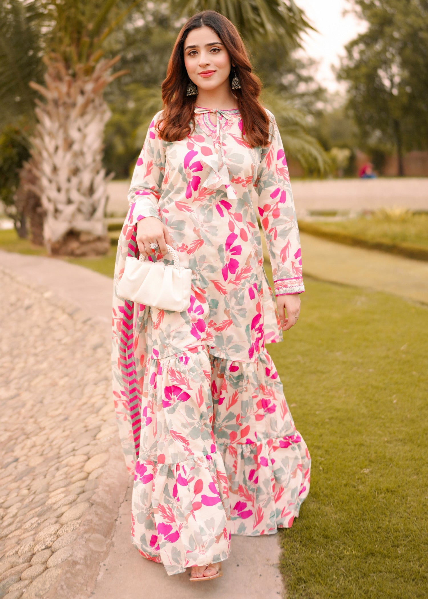poly lawn Gharara in Multi