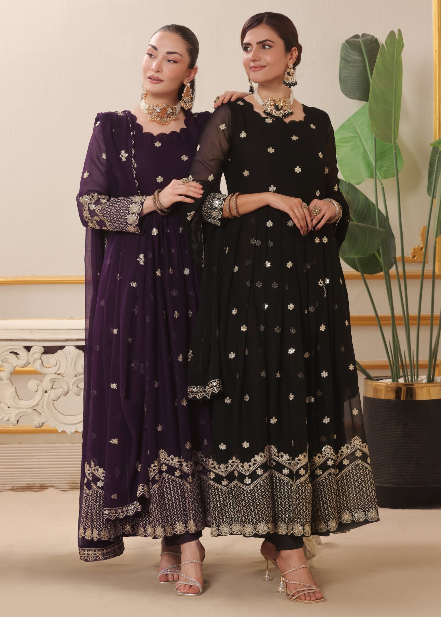 chiffon Pishwas in Egg plant