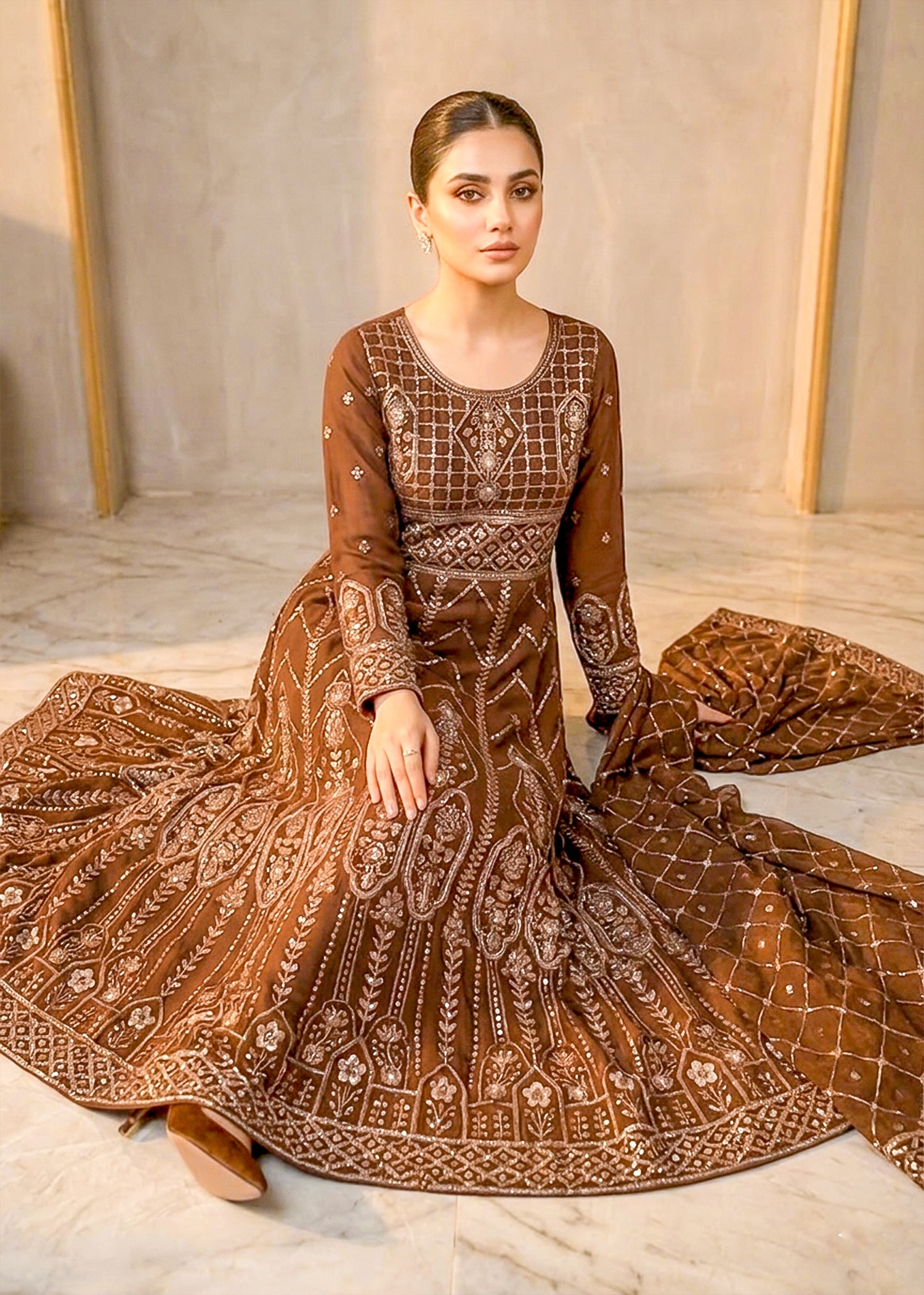chiffon Maxi in Mocha brown
