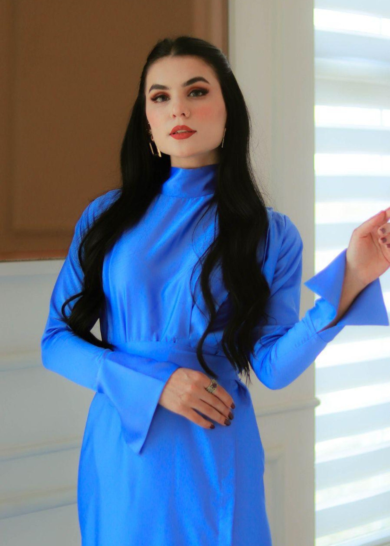 silk Dress in Royal blue