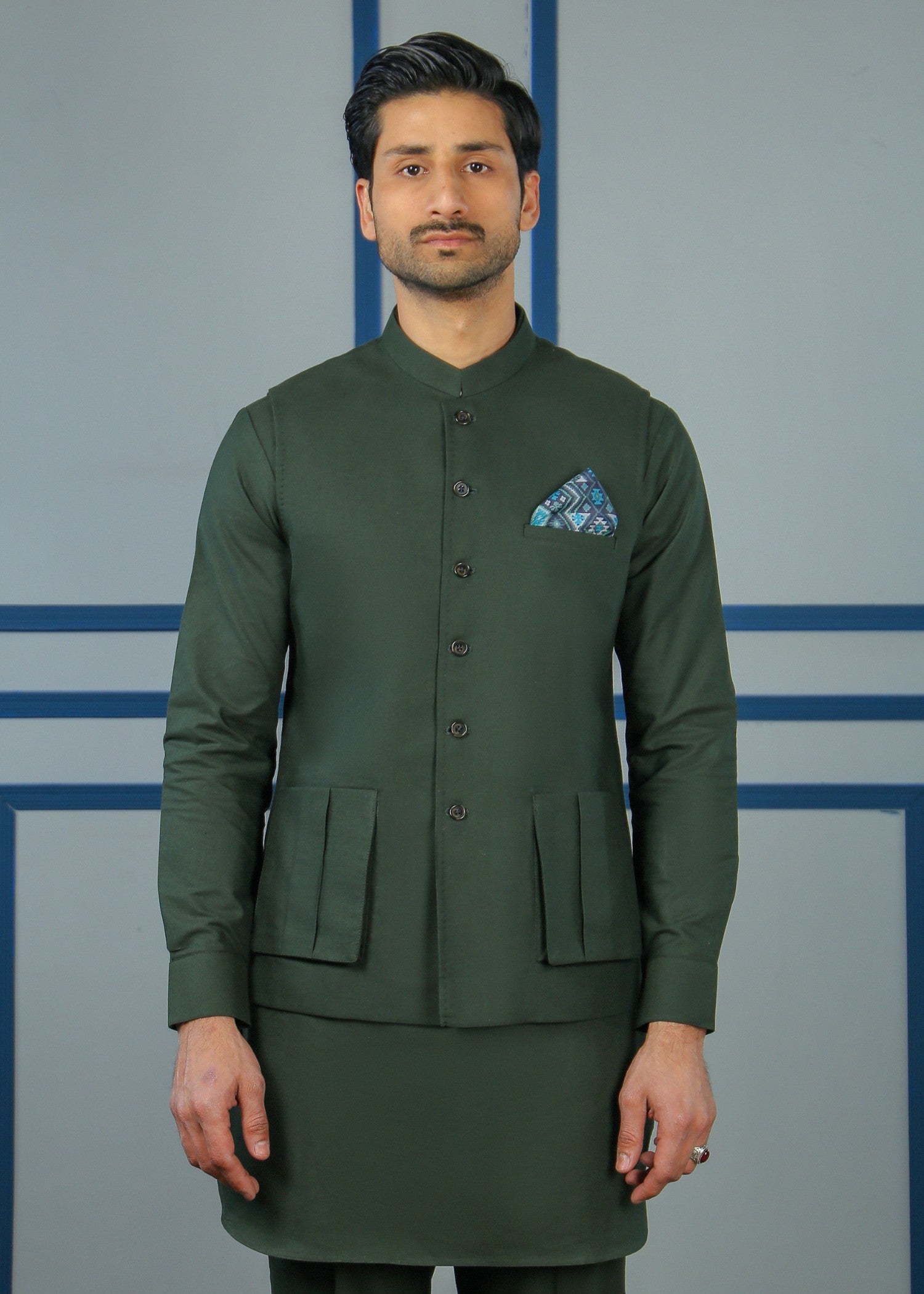 cotton Waistcoat in Green