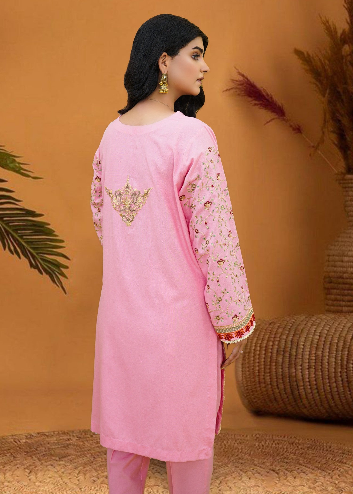 karandi Unstitched in Baby pink
