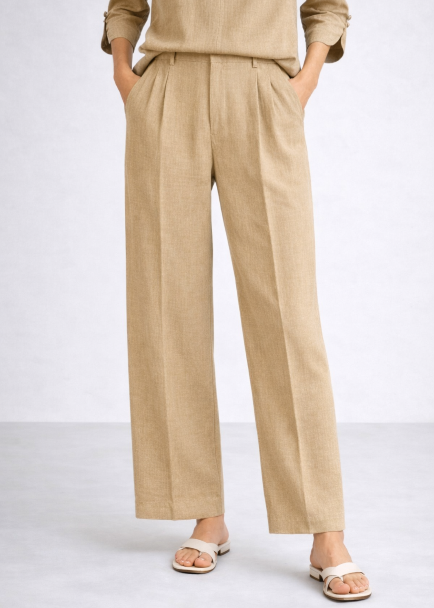 cotton linen Pants in Khaki brown