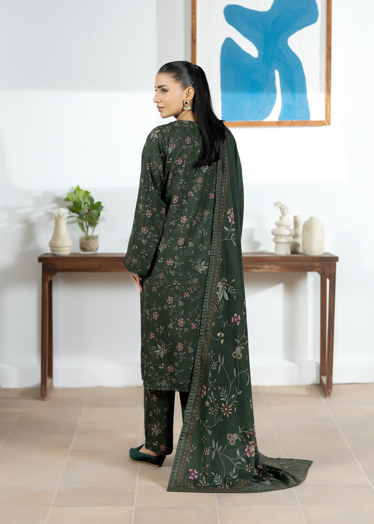 dhanak Kurta Set in Army green