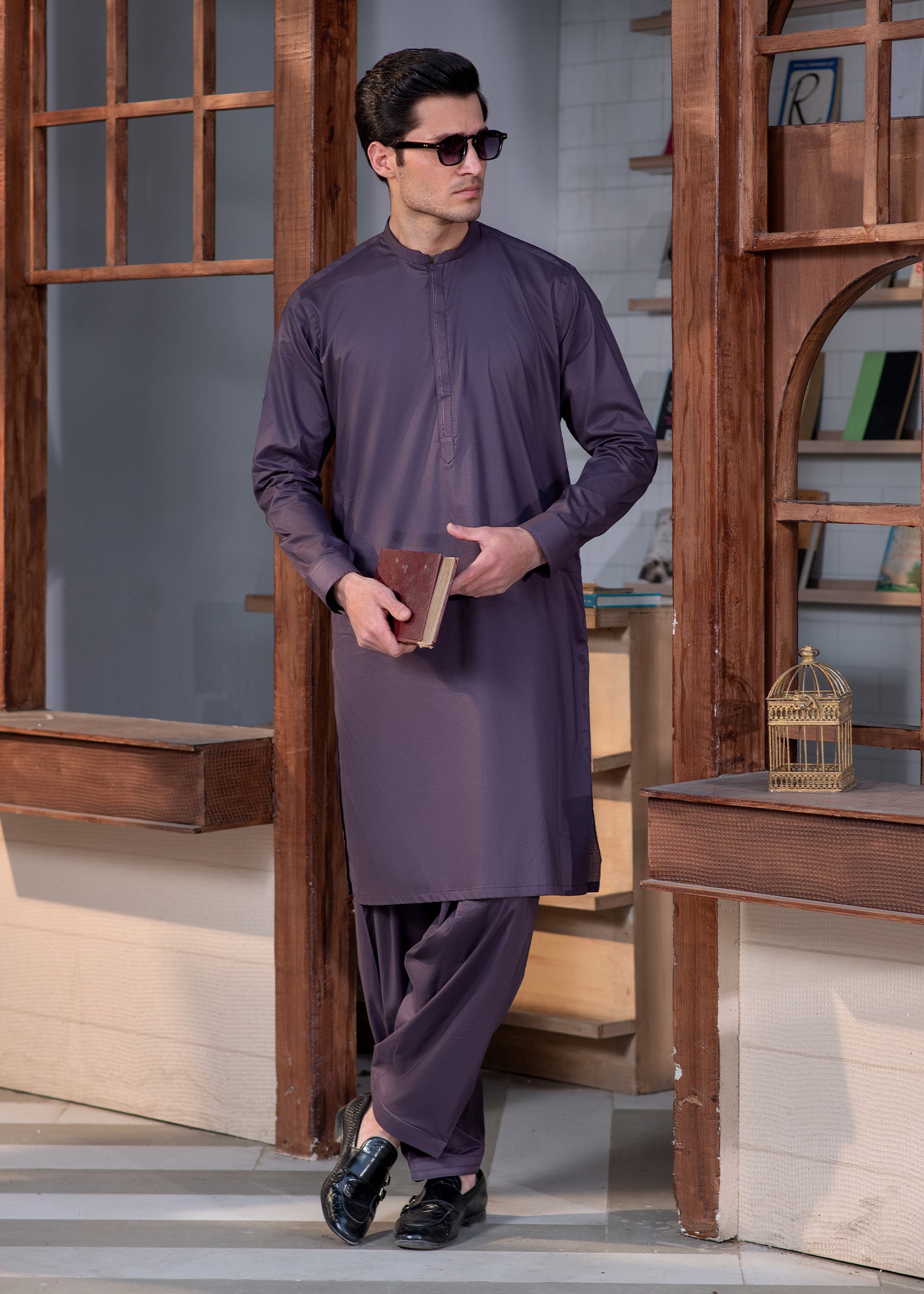 cotton Shalwar Kameez in Burgundy