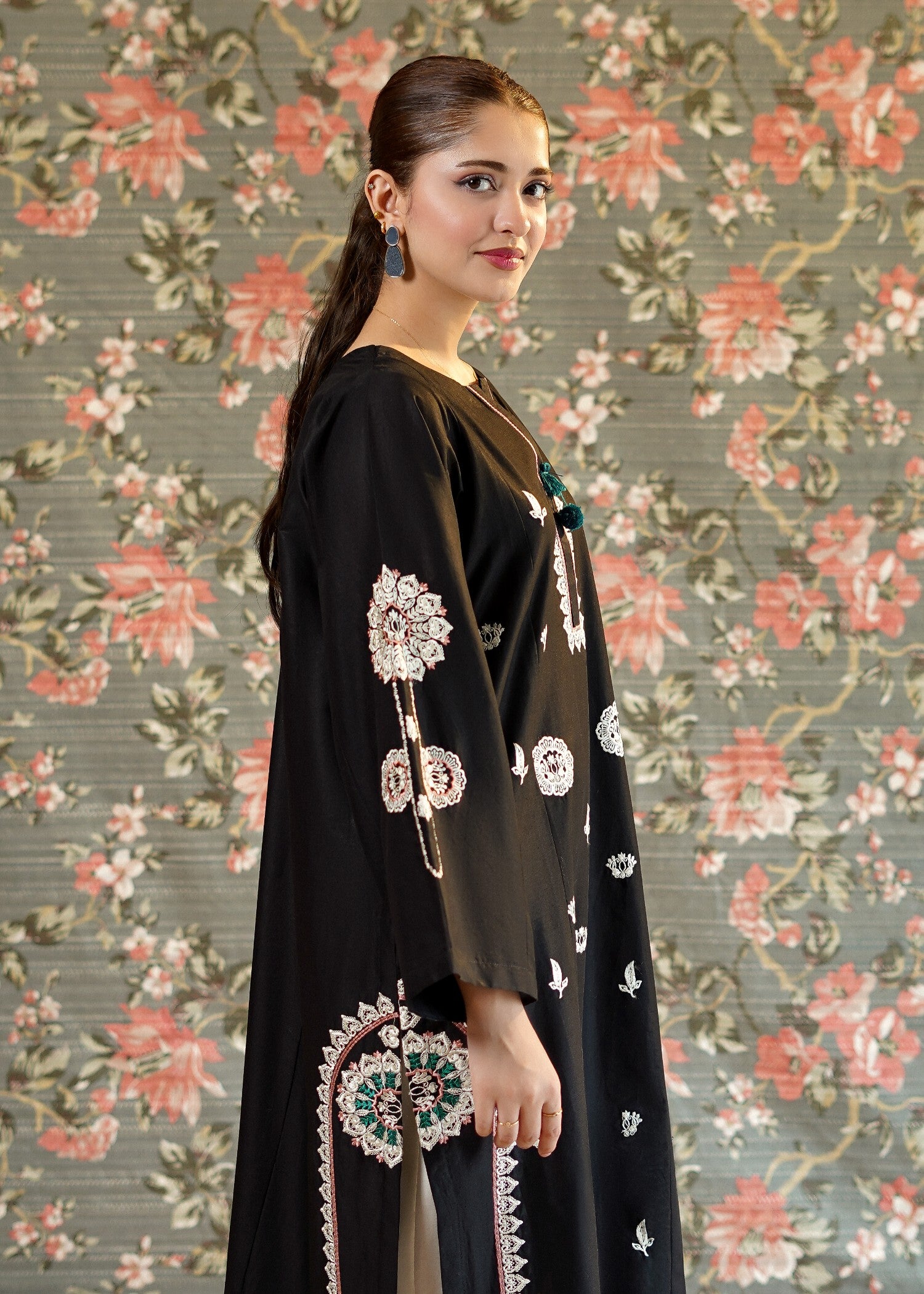 lawn Kurti in Black