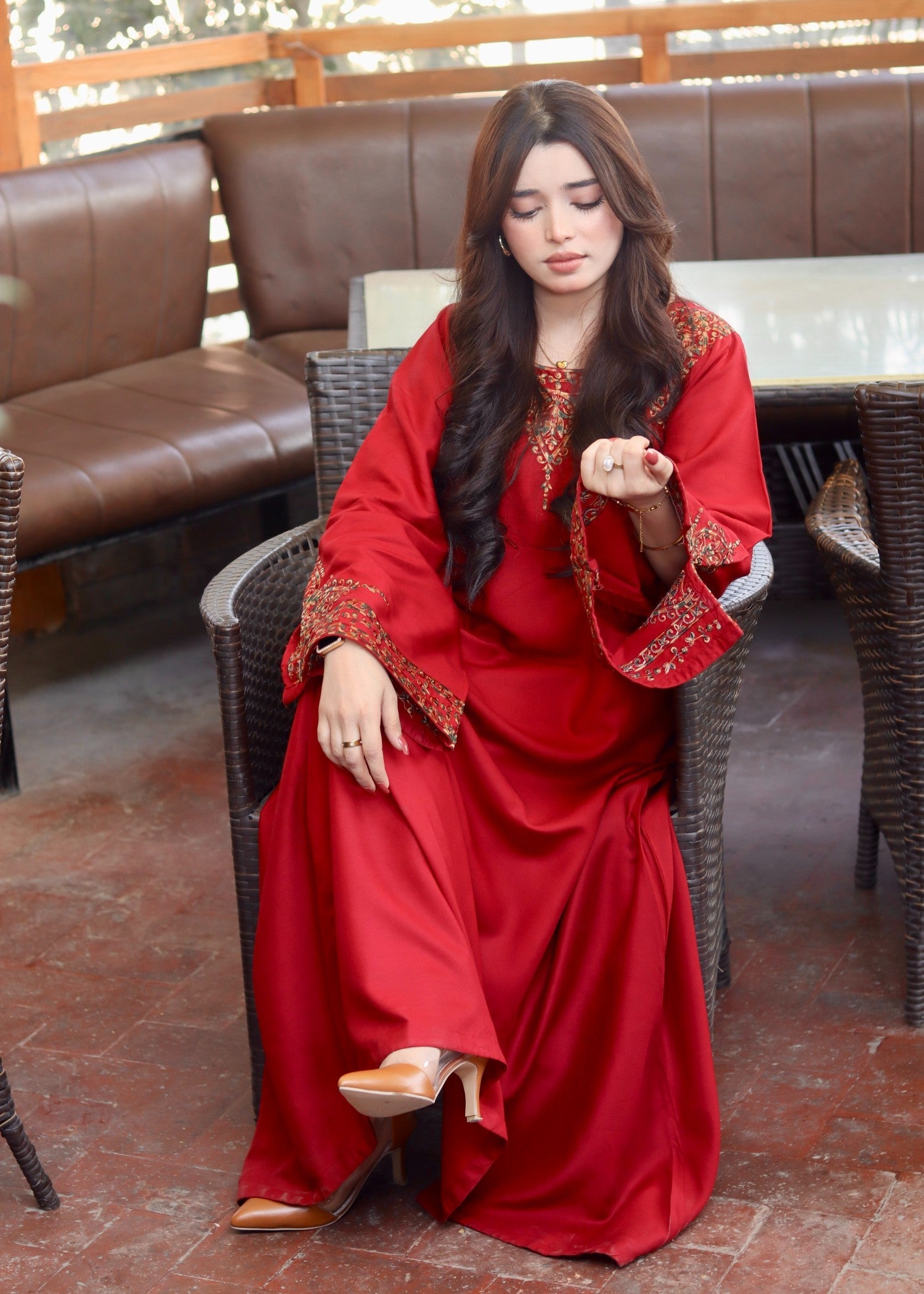 dhanak linen Maxi in Amaranth