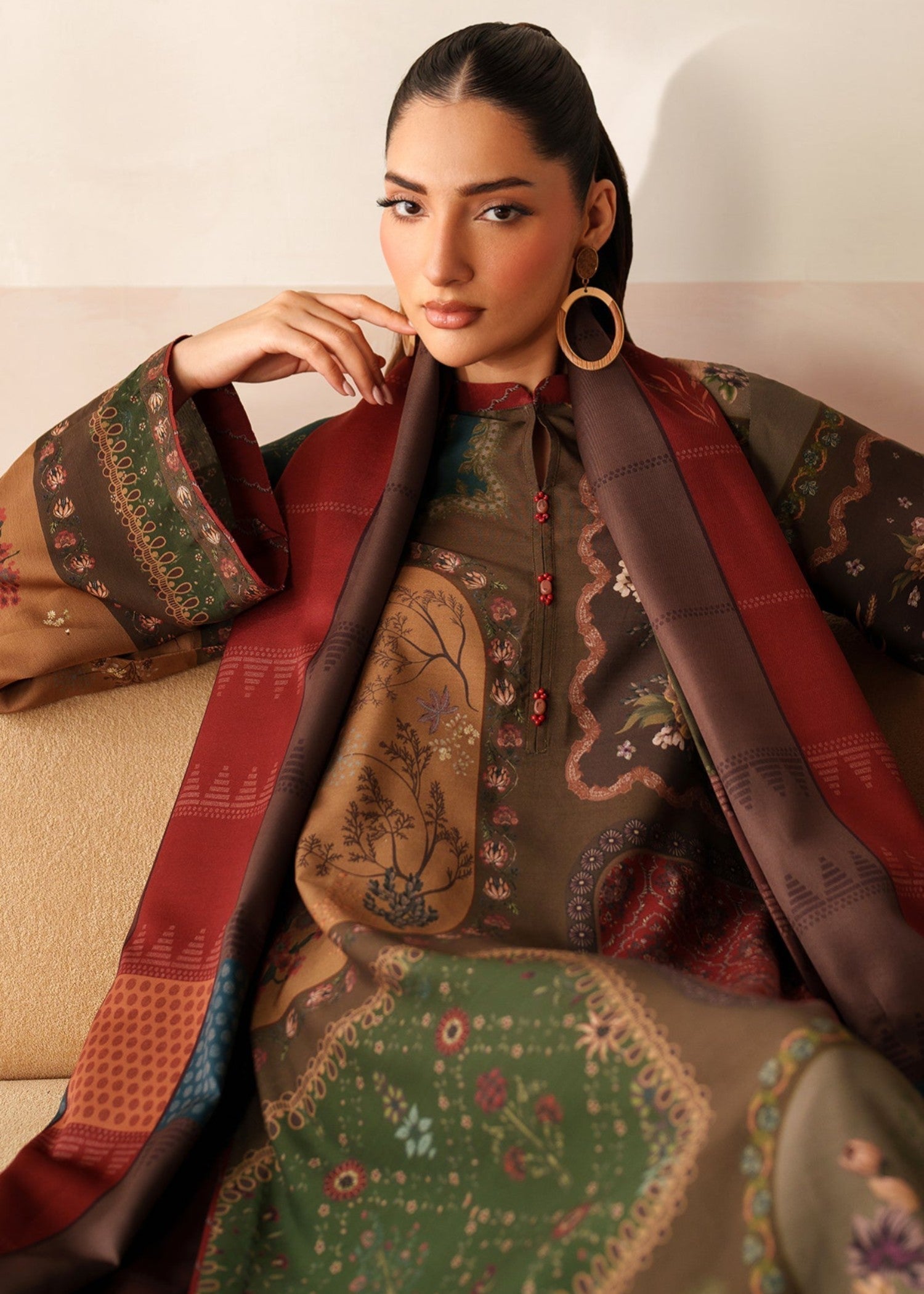 grip Kurta Set in Coffee brown