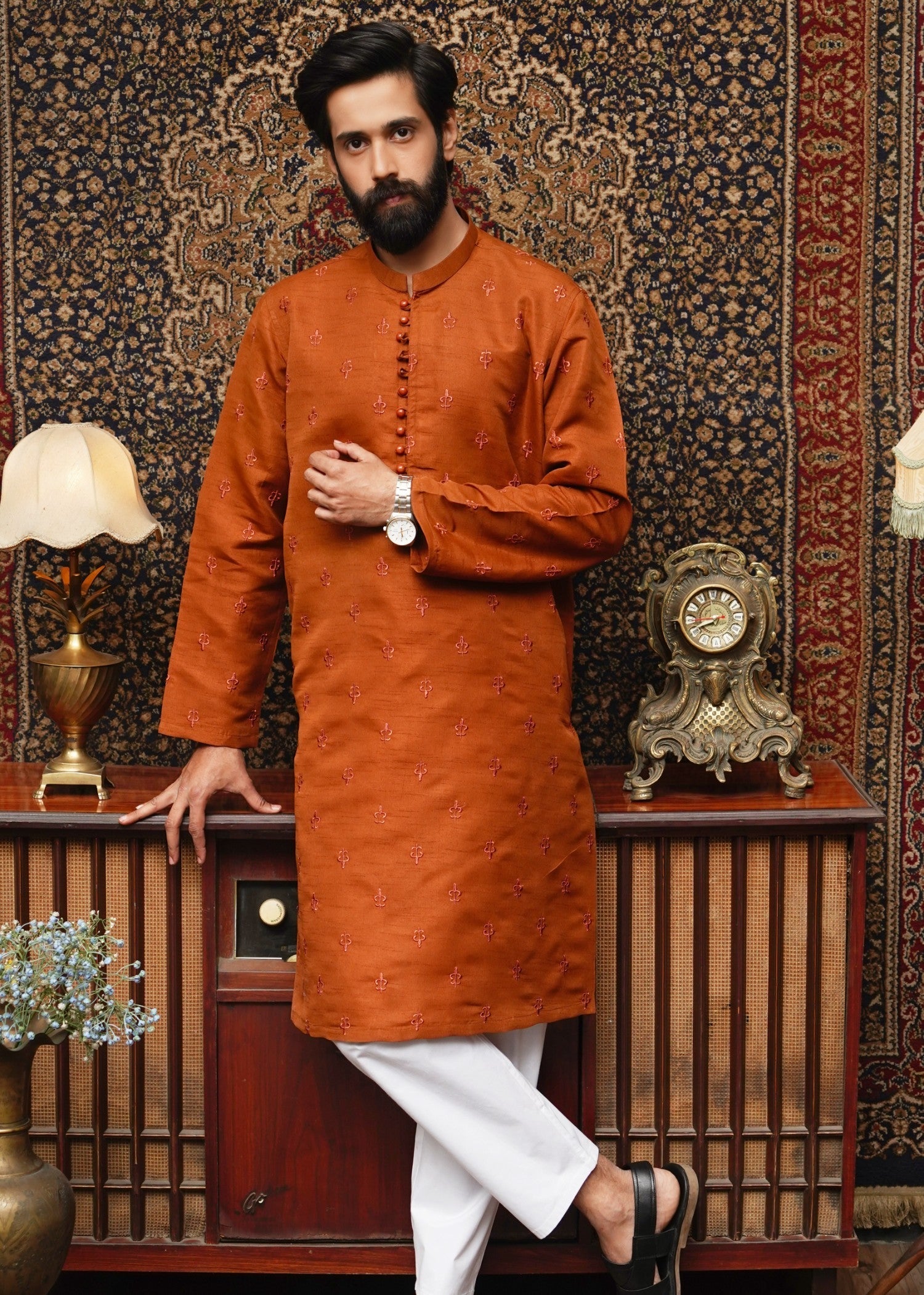 viscose Kurta in Rust orange