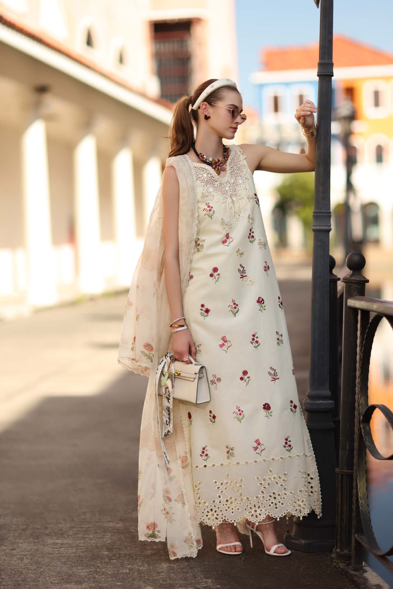 Noor Eid Luxe Printskhaas Lawn – D8 - A - Vanilla Mist