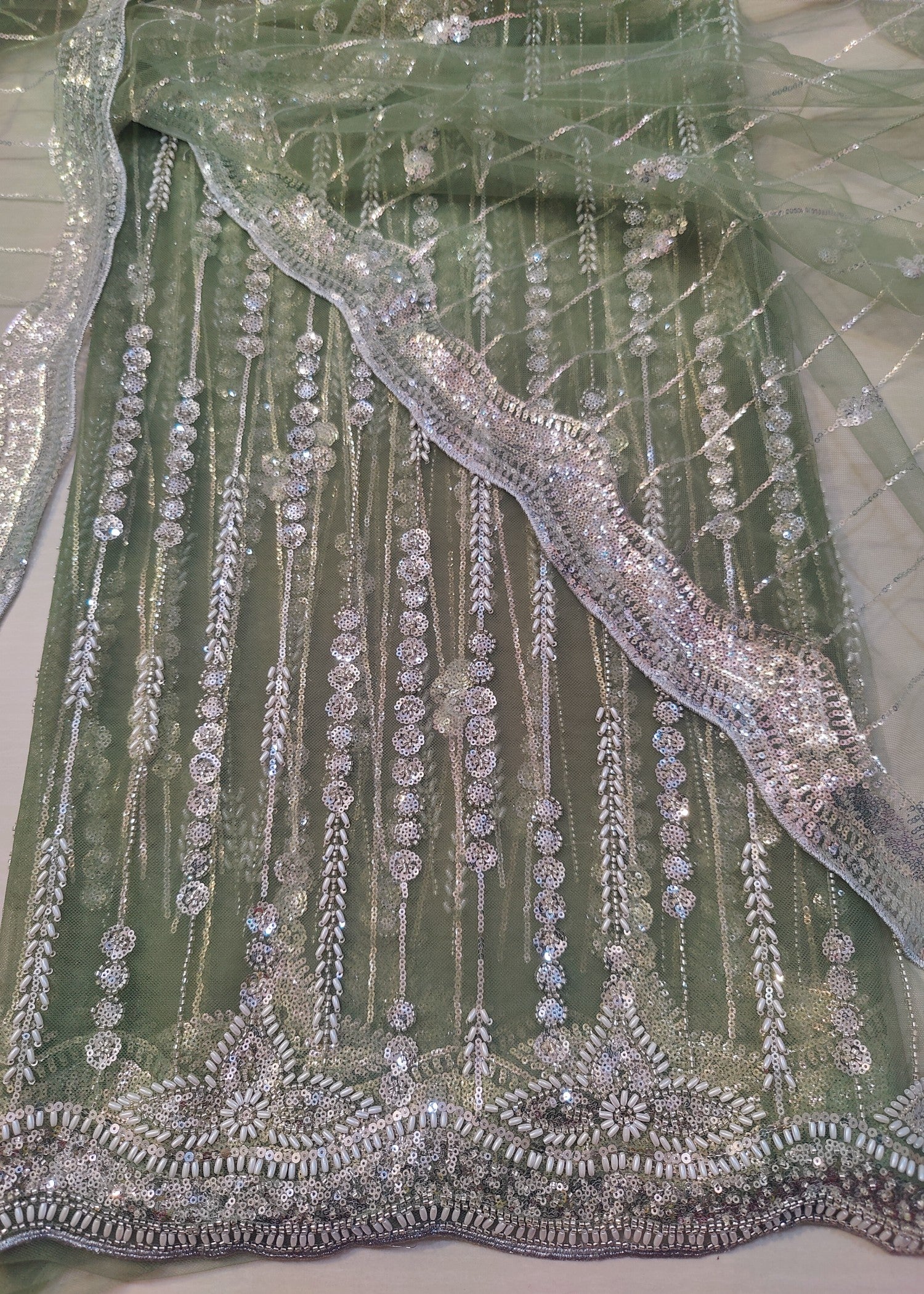 net Unstitched in Olive green