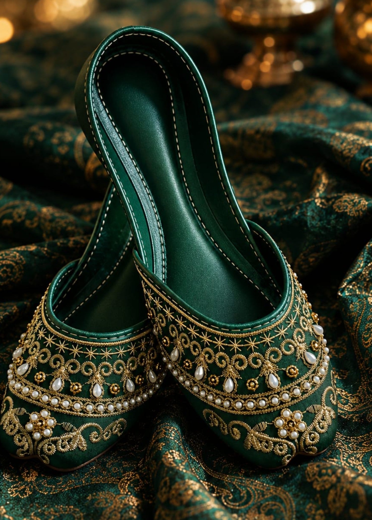 Khussa in Bottle green by - High Quality Women Khussa DRE3590