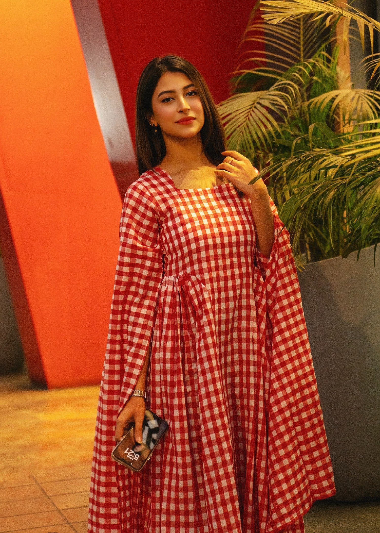cotton Maxi in Red, white