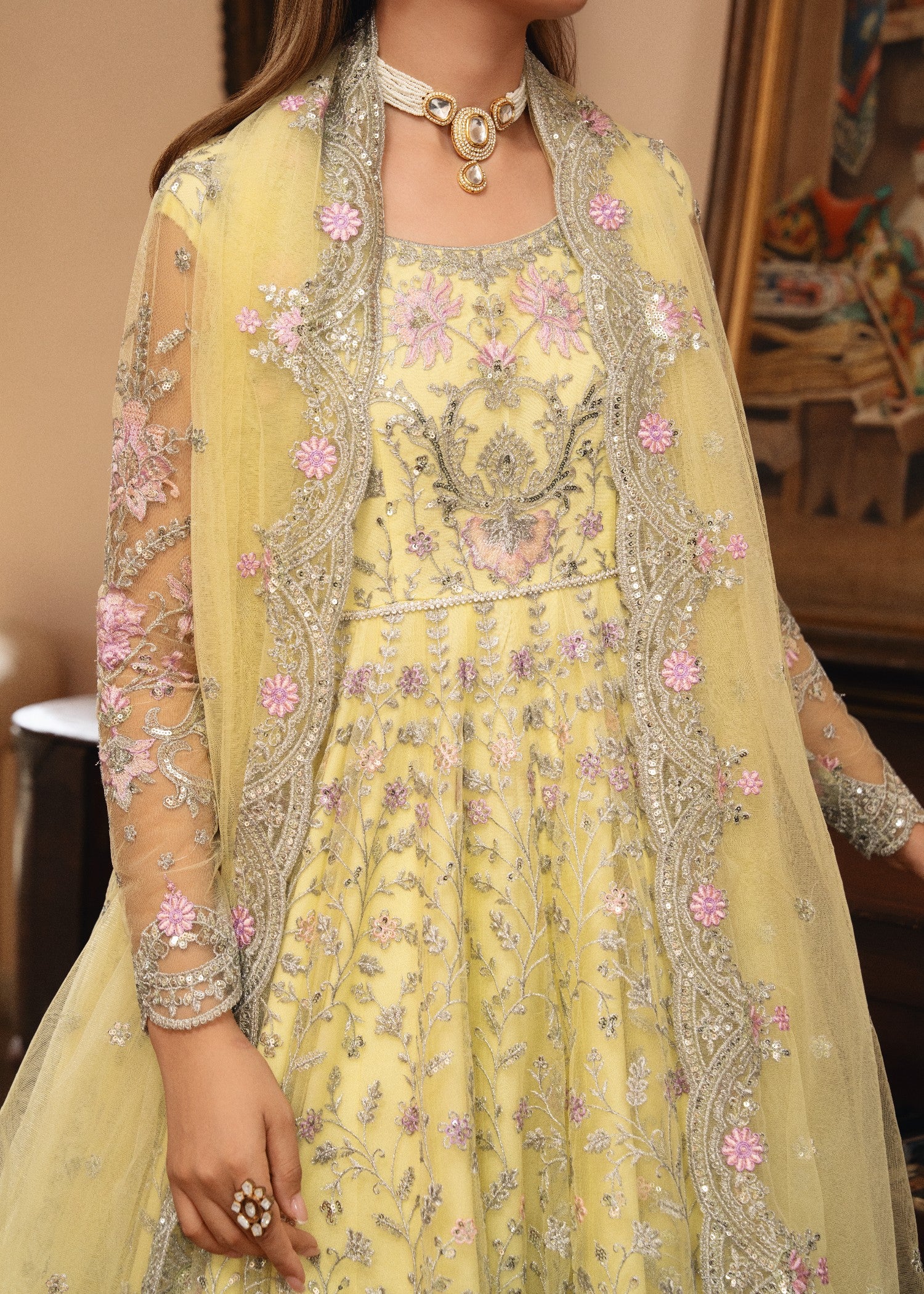 net Pishwas in Light yellow