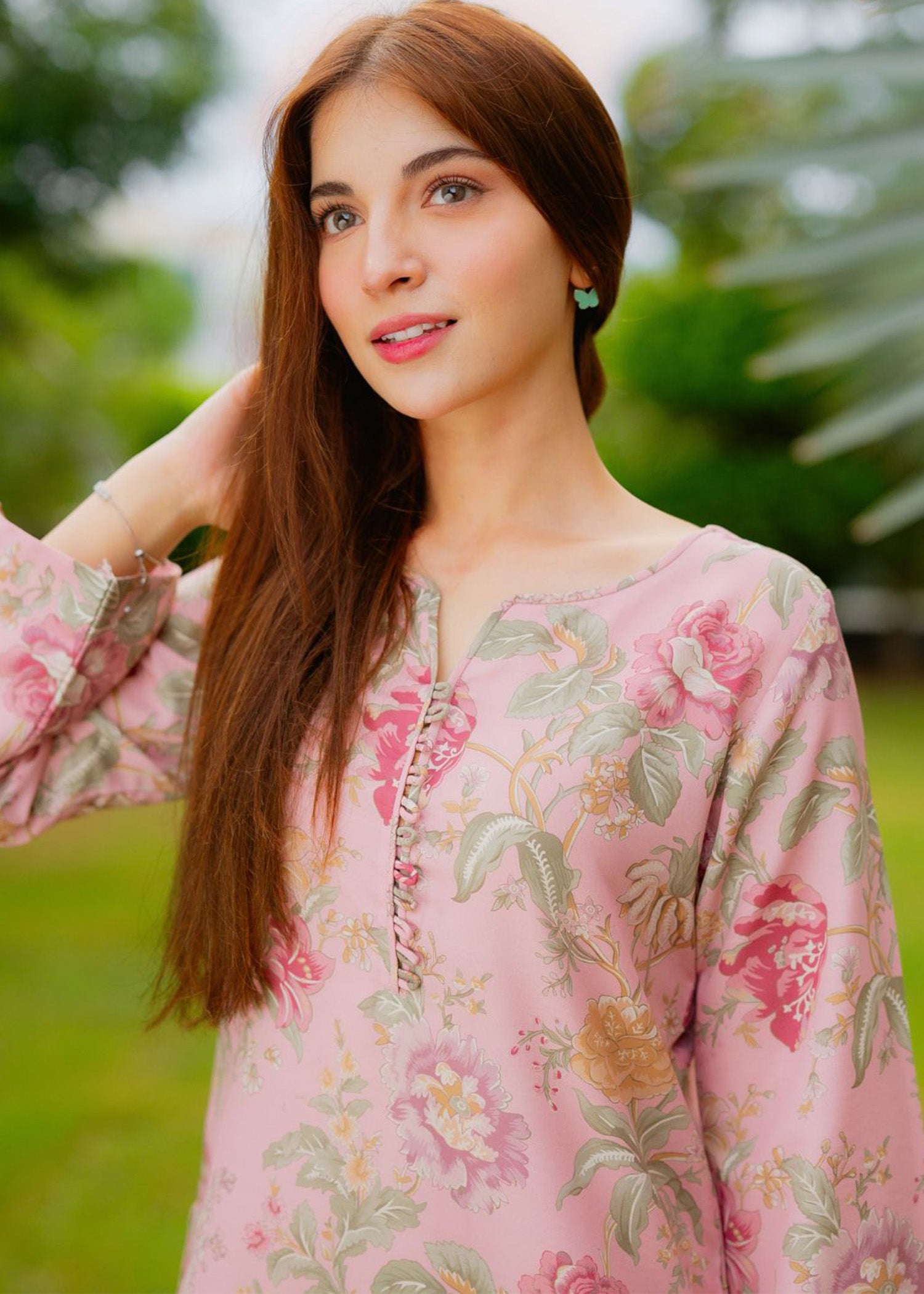 raw silk Kurta Set in Tea rose pink