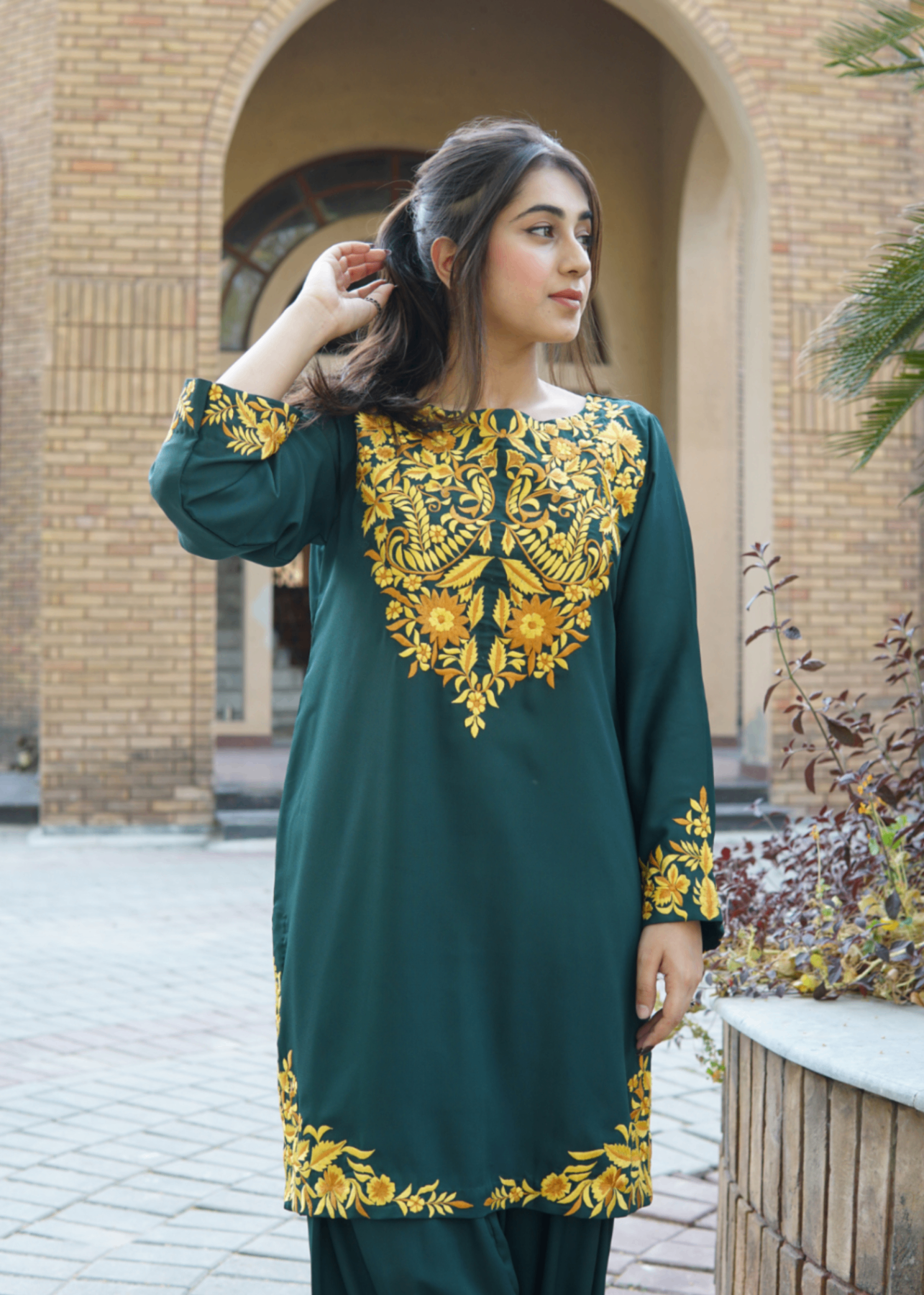 grip Kurta Set in Sea green