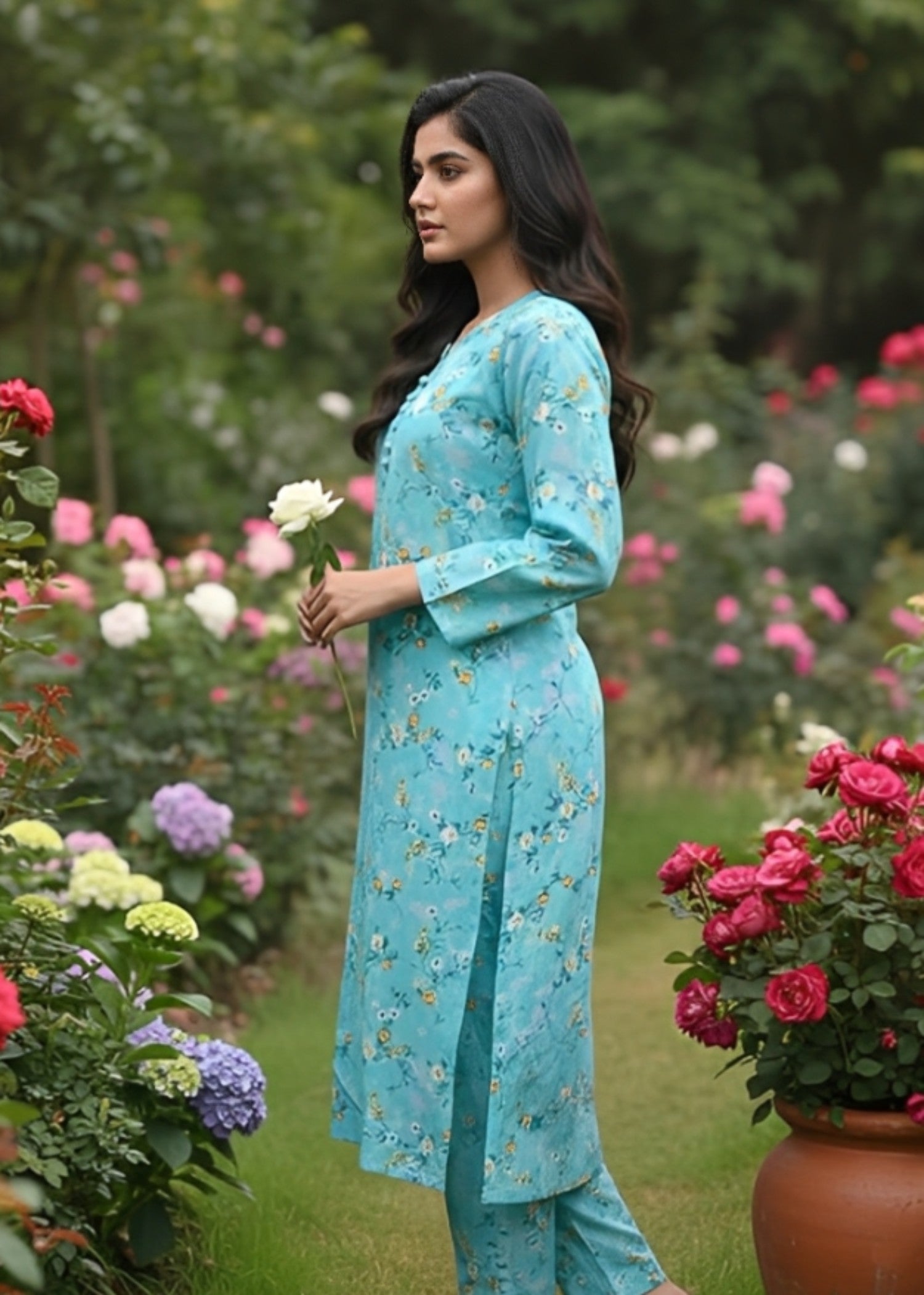 cotton Co Ord Sets in Arctic blue