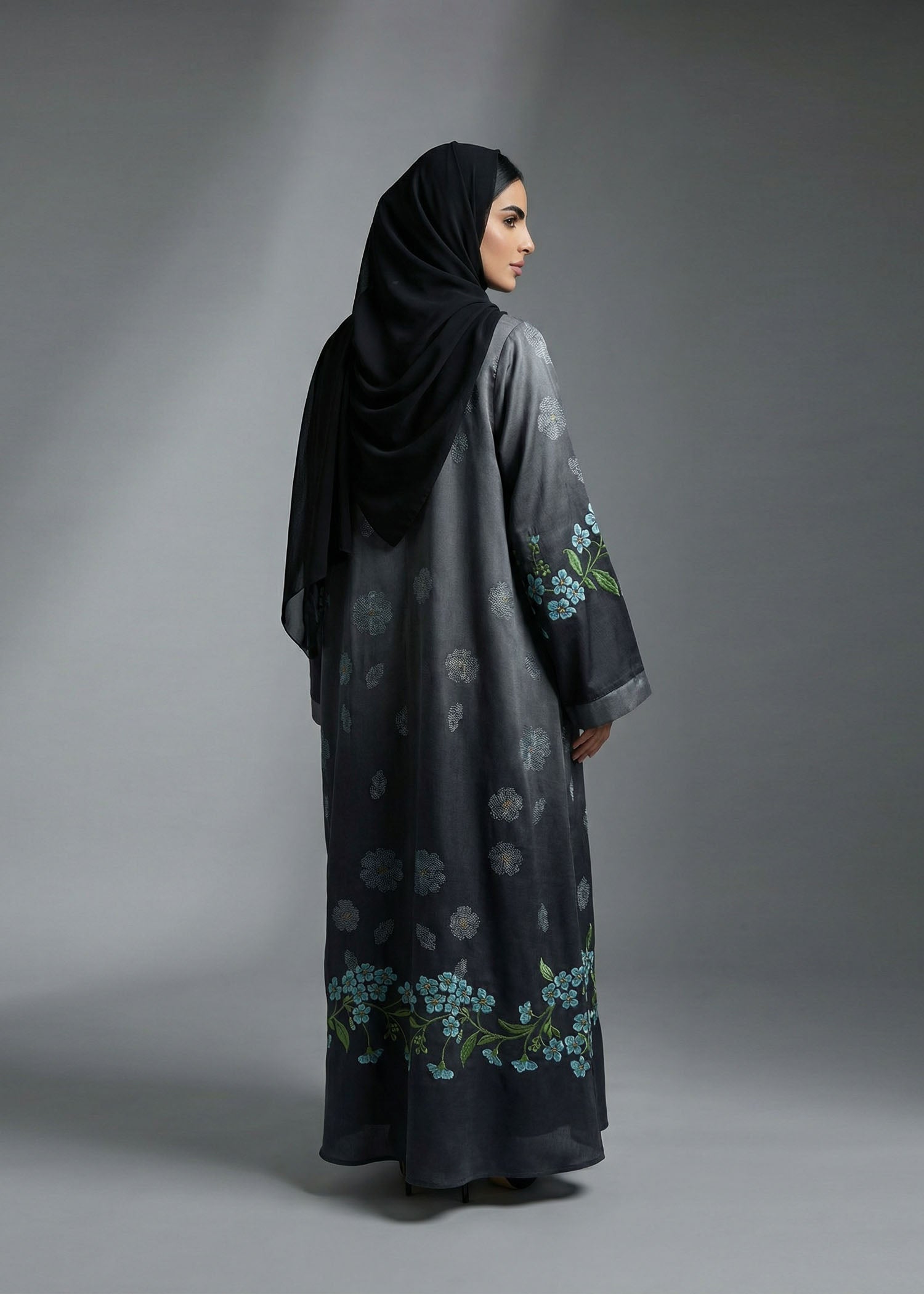 silk Abaya in Grey