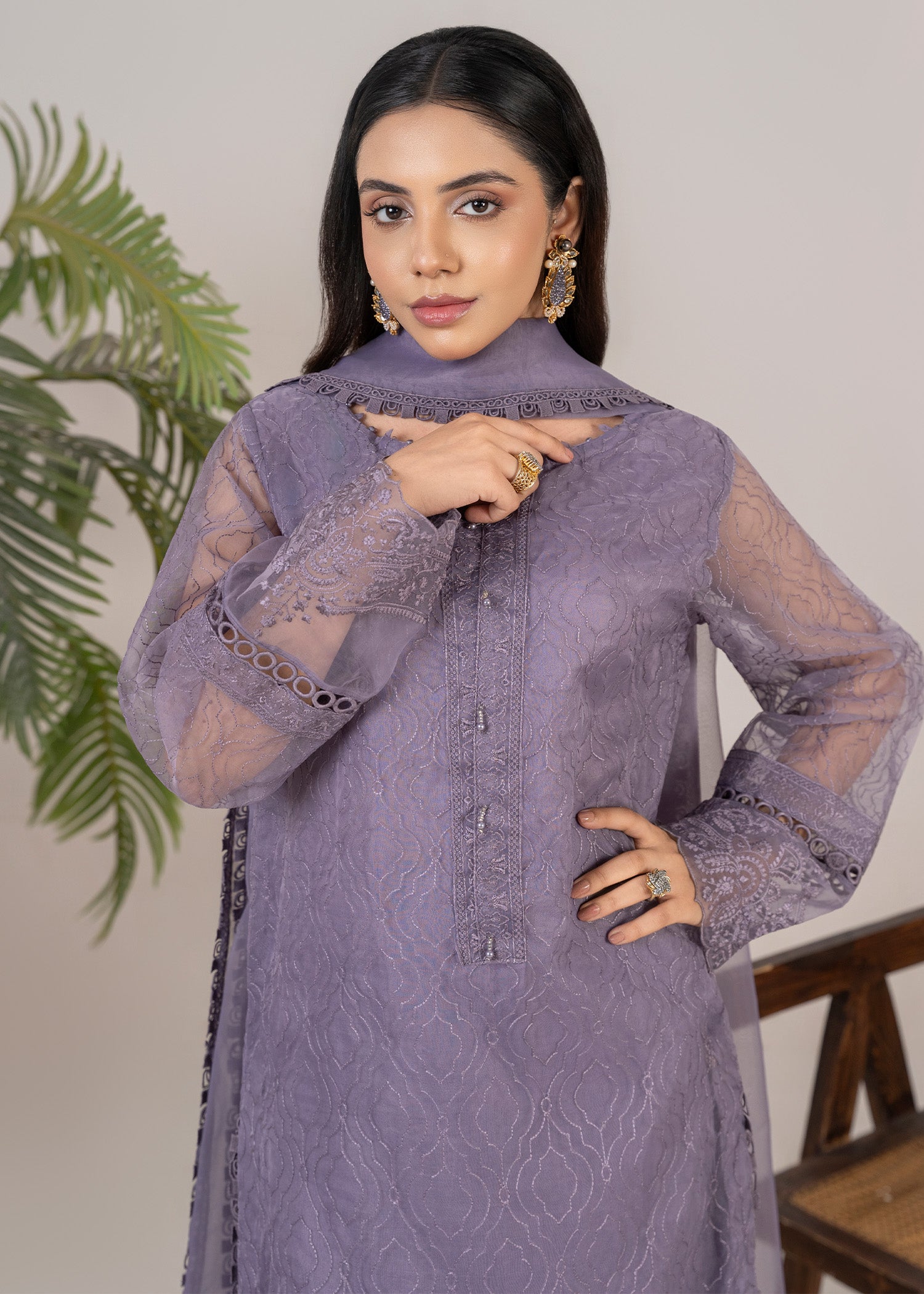 cotton silk Kurta Set in Purple
