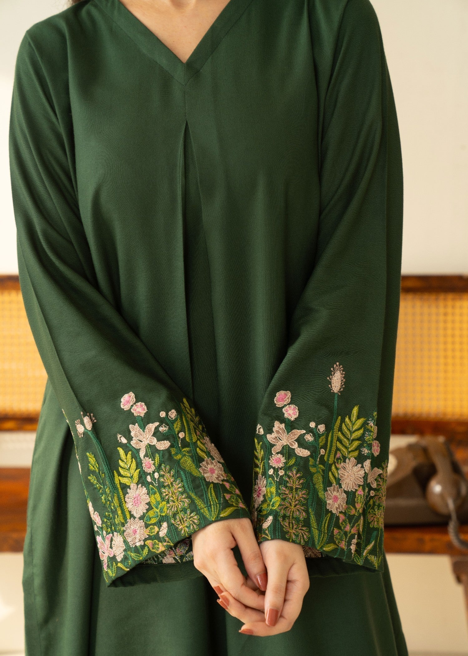 marina Kurta Set in Bottle green