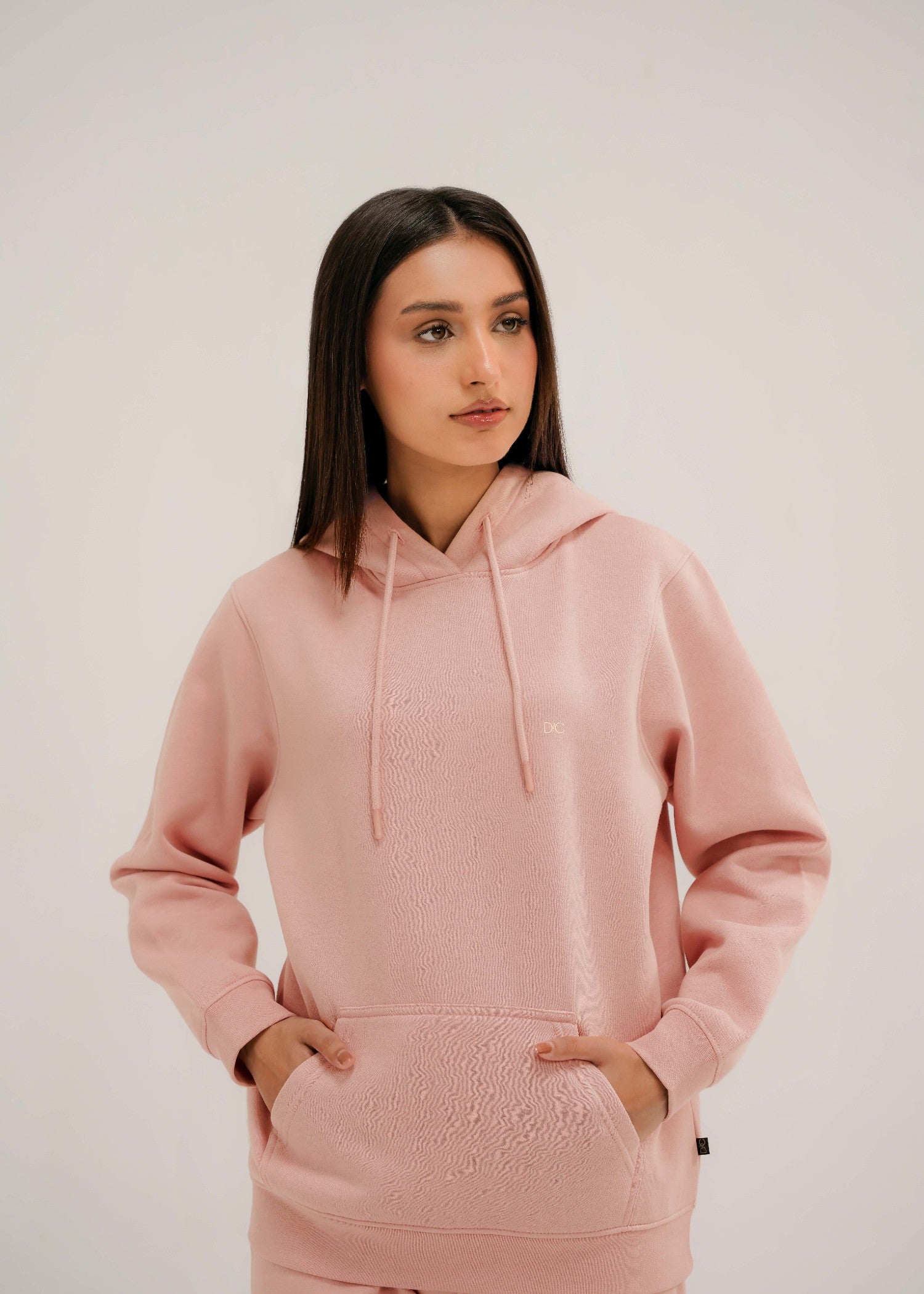fleece Hoodie in Pale pink