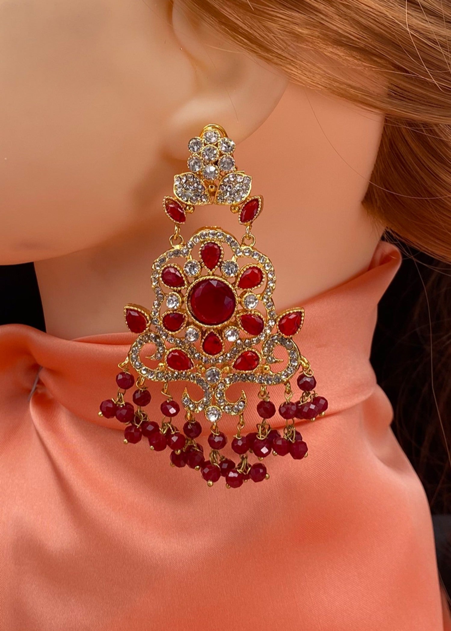 Jewelry Set in Ruby red Color by - Trendy Women Jewelry Set SAY1303