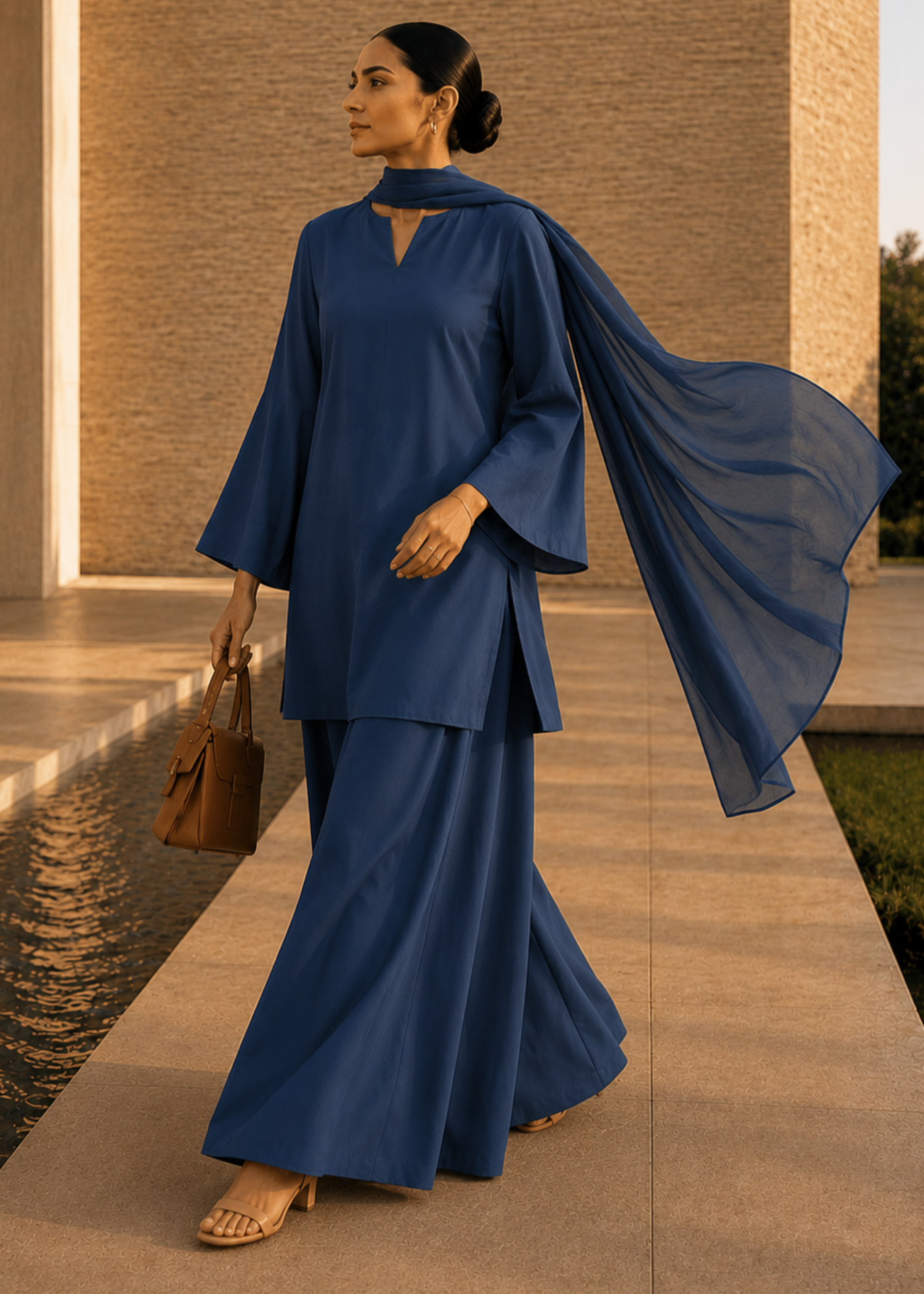 pure cotton Kurta Set in Navy blue
