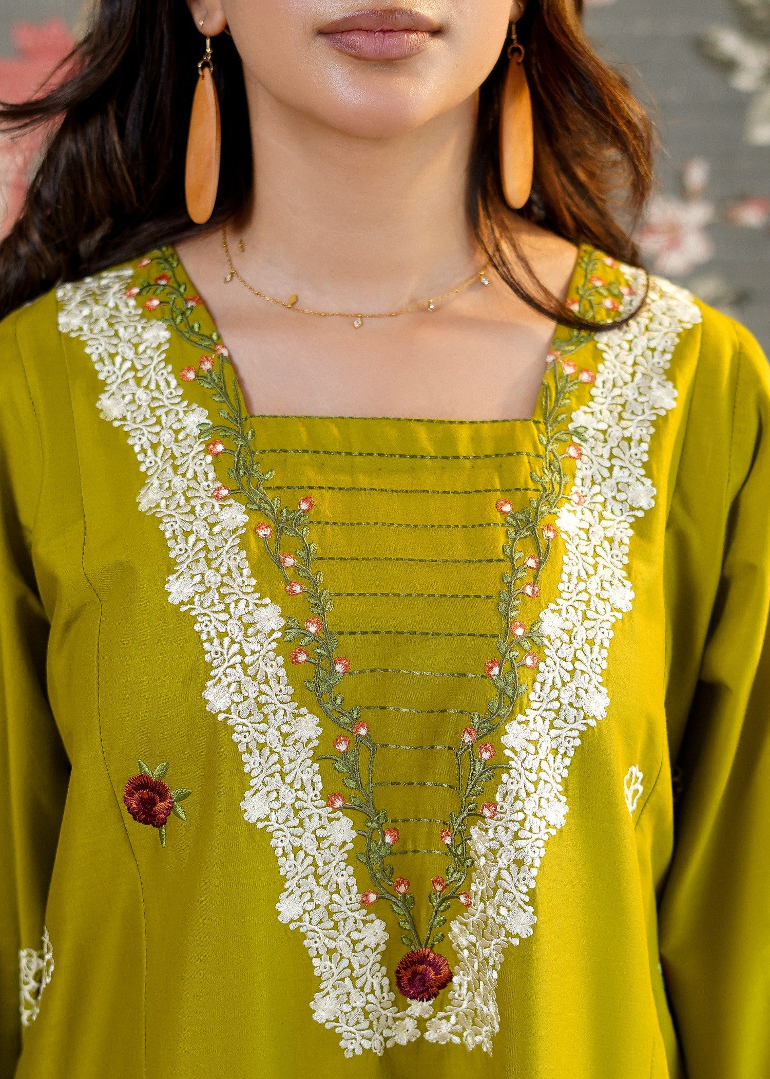 lawn Kurti in Olive green