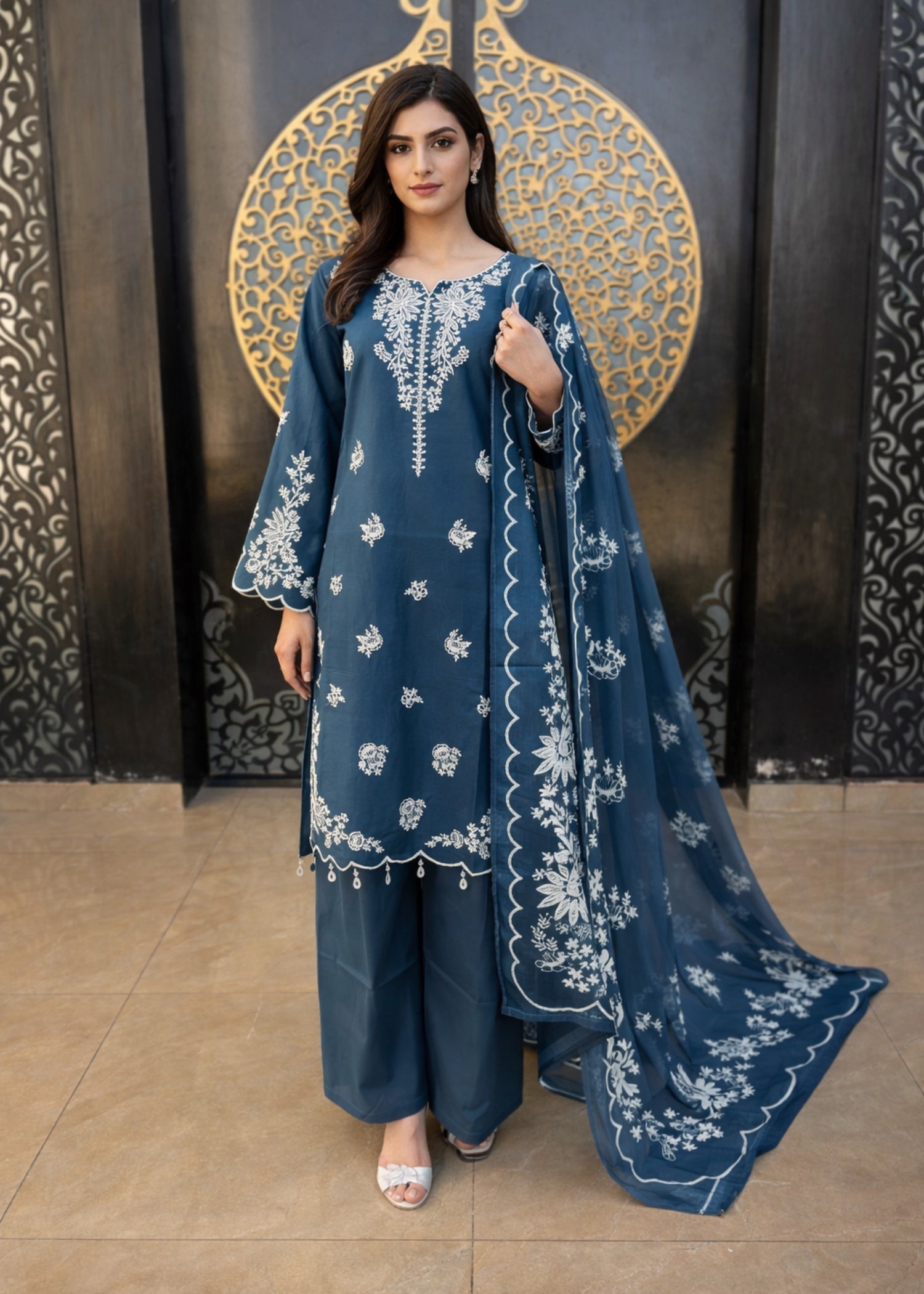 pure cotton Kurta Set in Teal