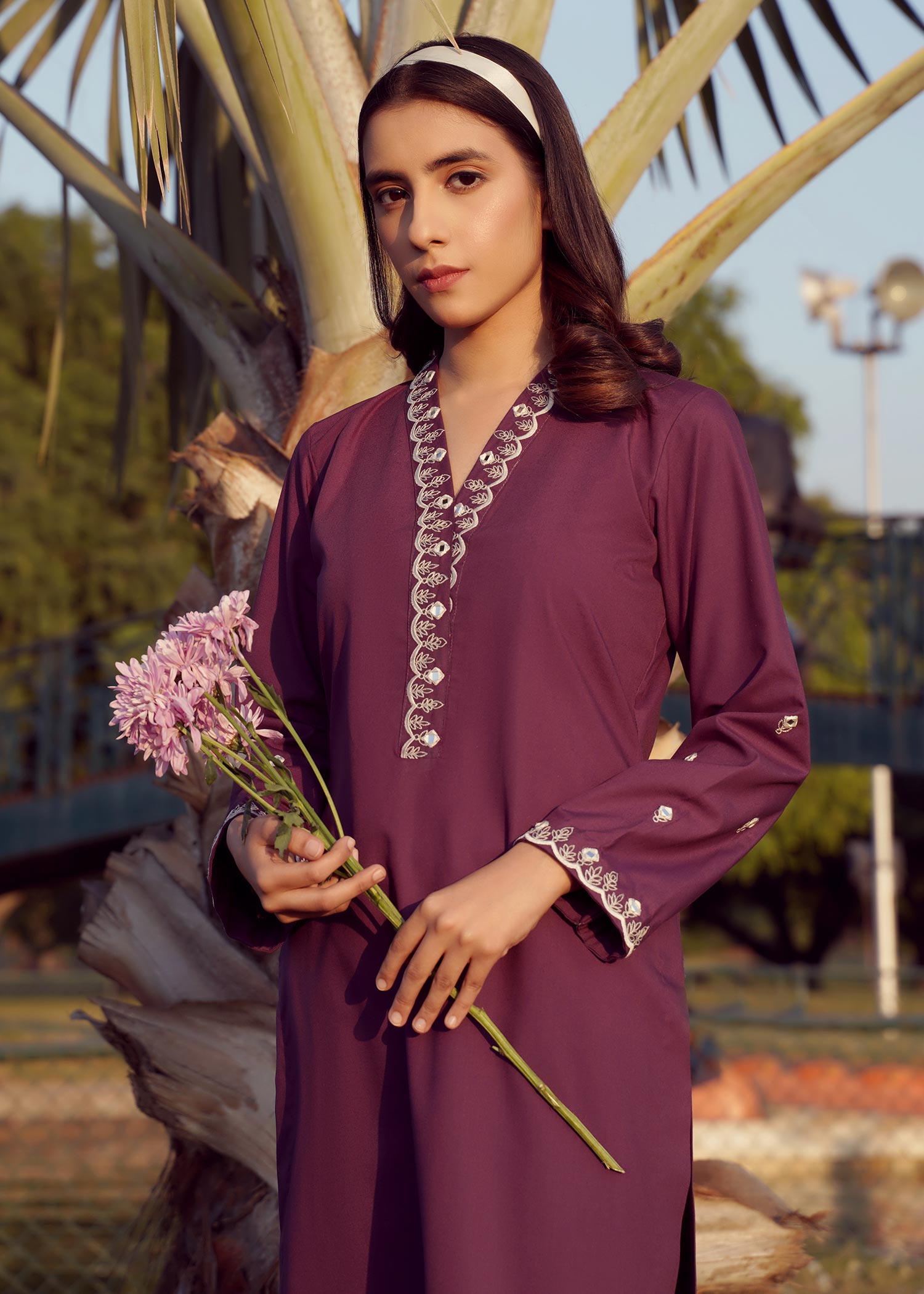 georgette Kurta Set in Mulberry