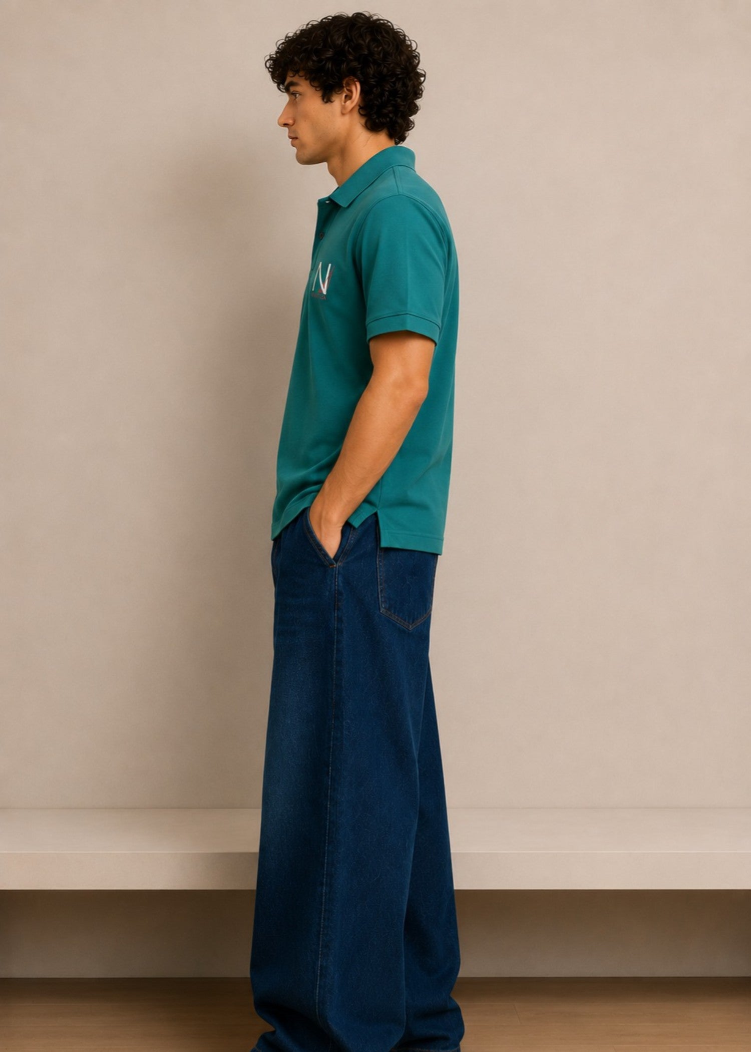cotton jersey Polo Shirt in Teal