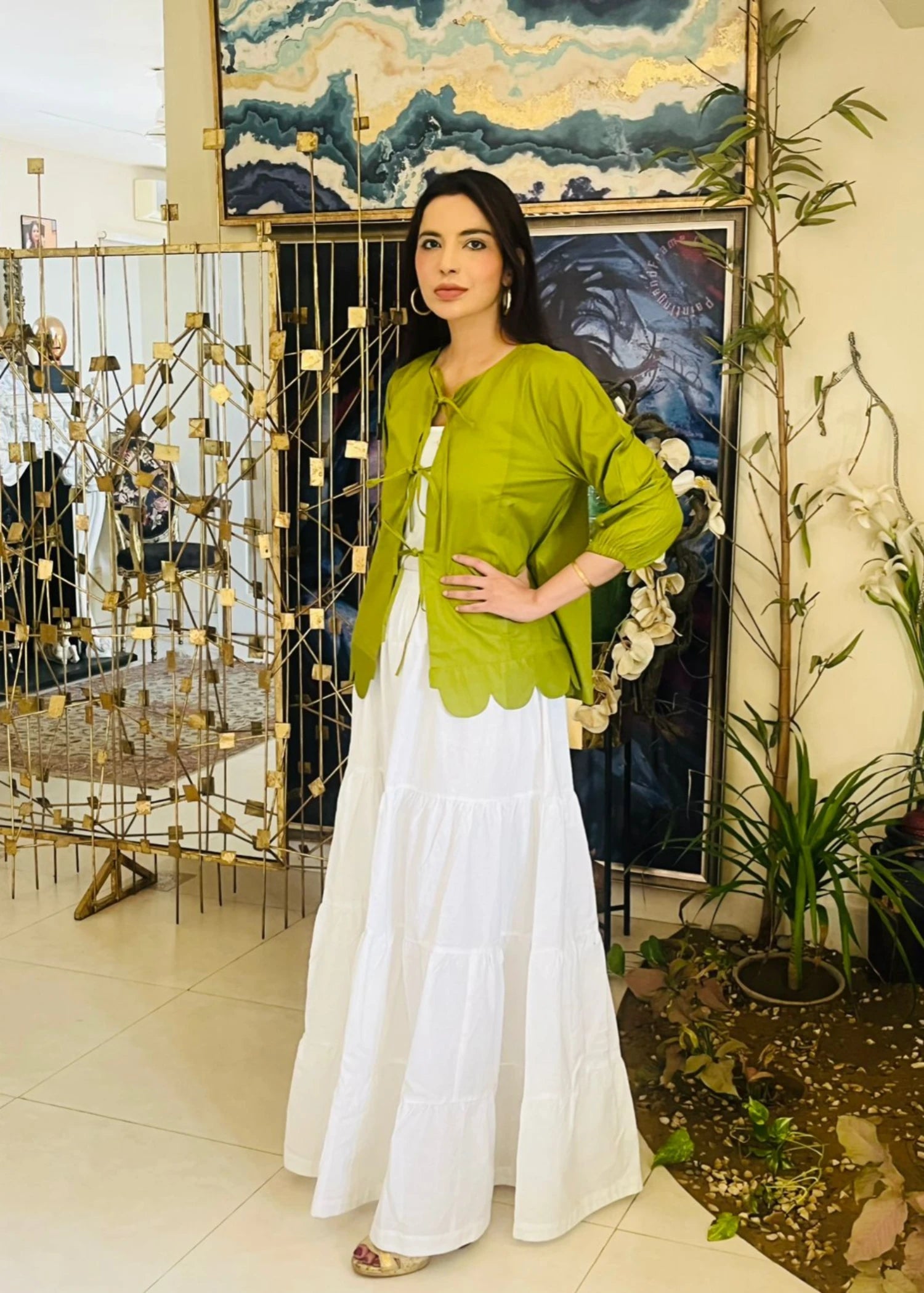 cotton Top in Apple green