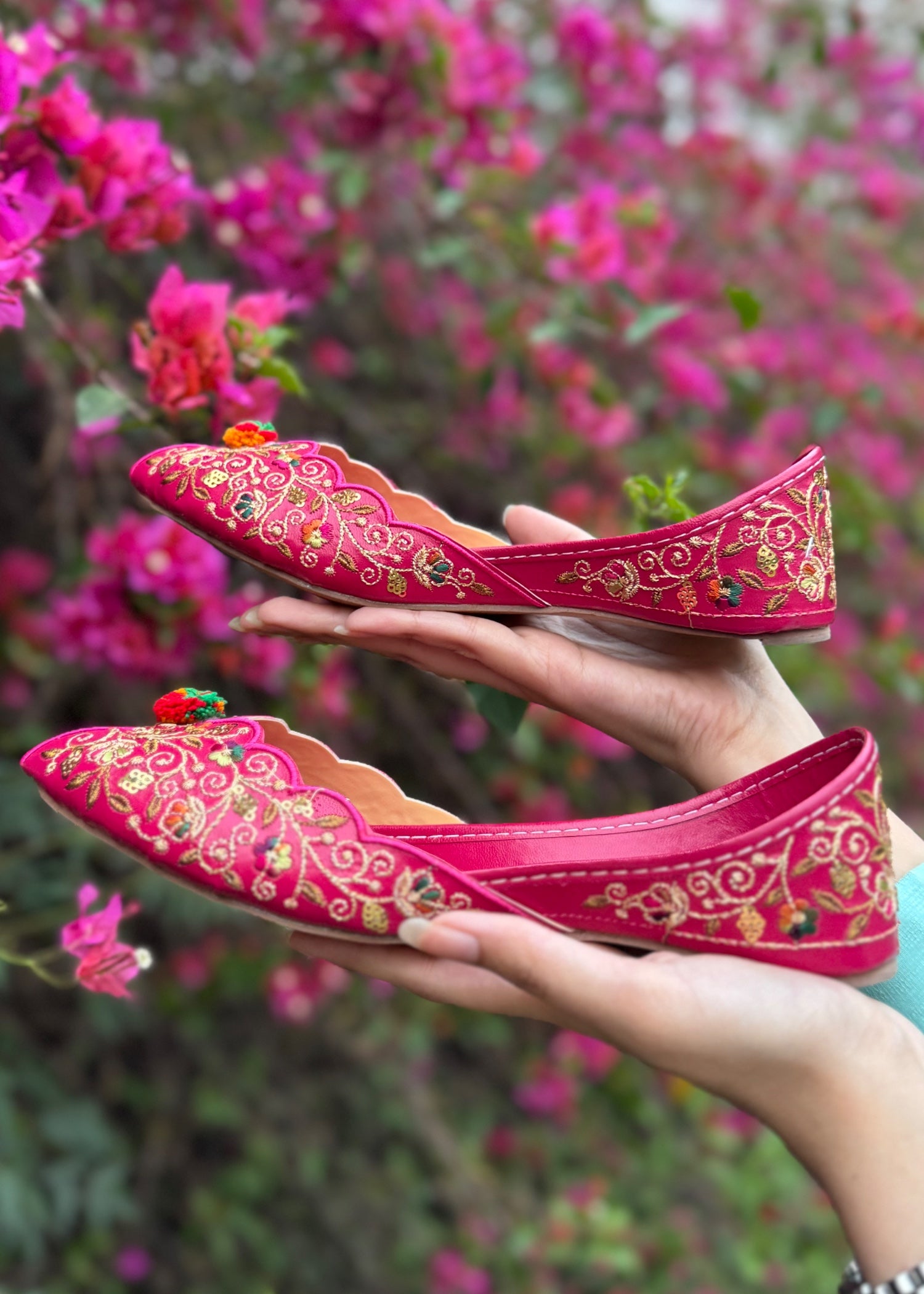 Khussa in Hot pink by - High Quality Women Khussa JKU5933