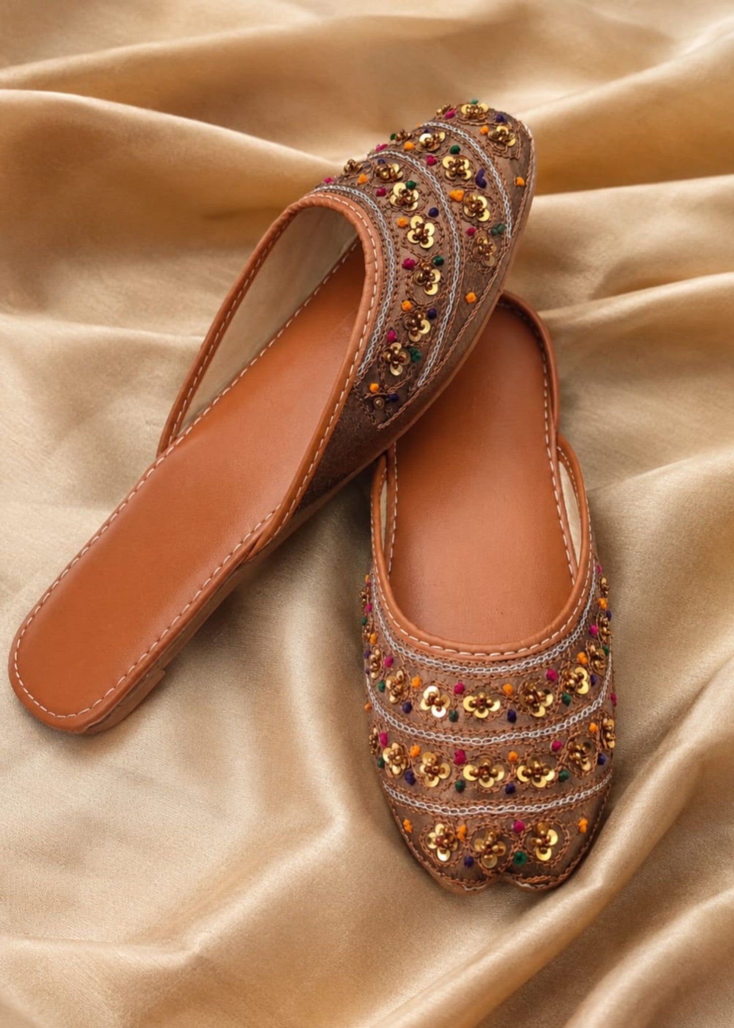 Khussa in Saddle brown by - High Quality Women Khussa INY0410