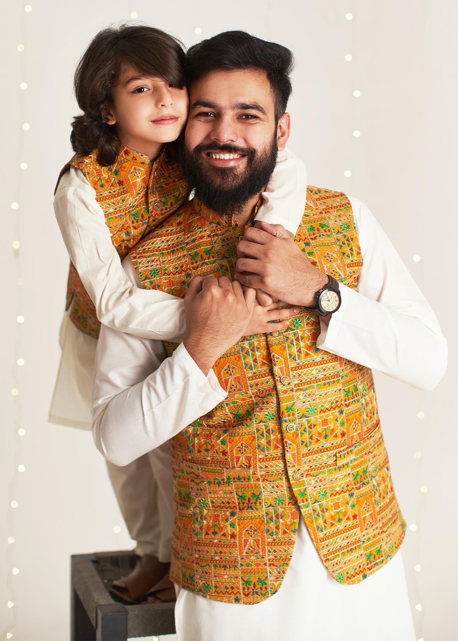 raw silk Waistcoat in Mustard