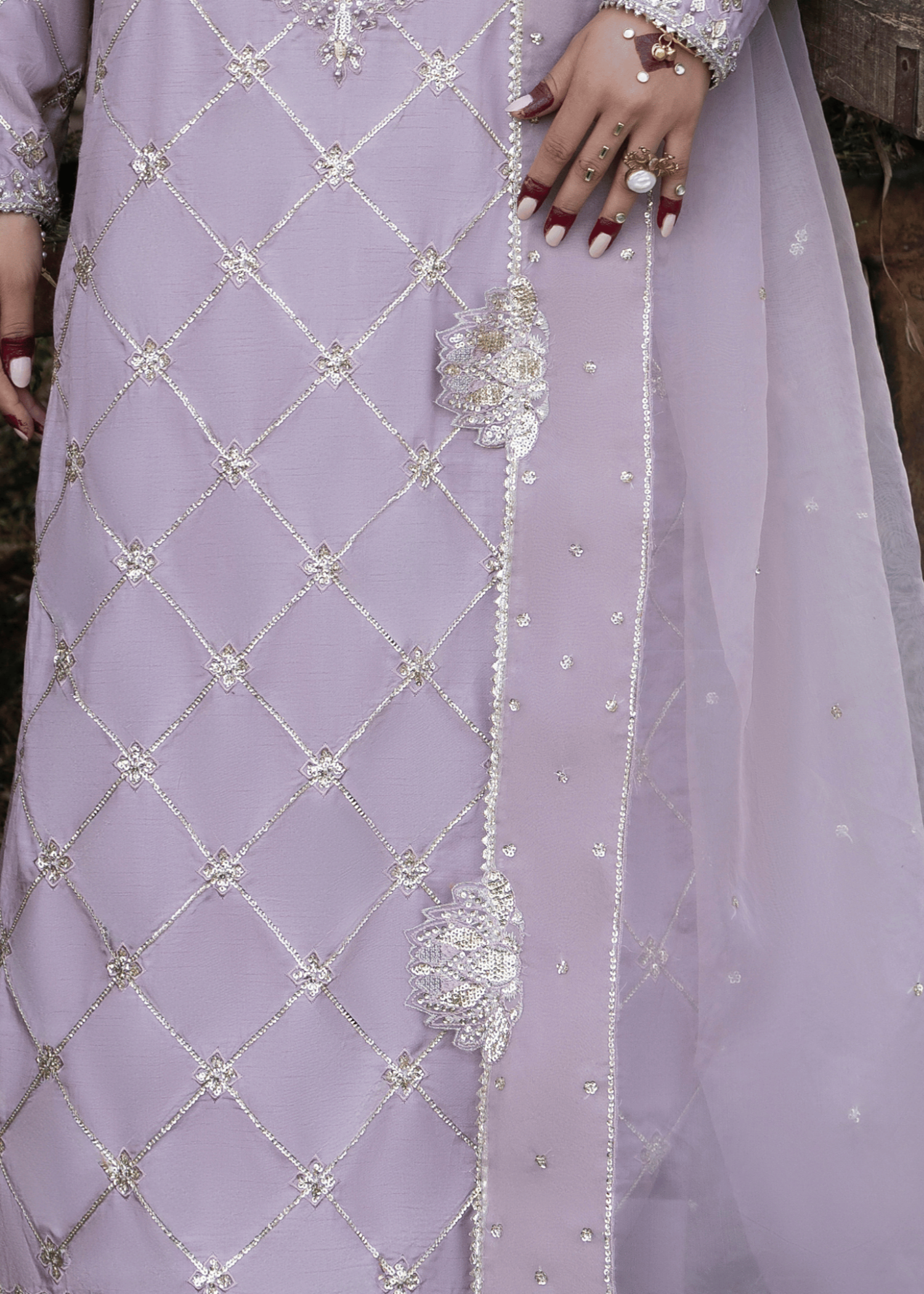 korean raw silk Kurta Set in Lavender