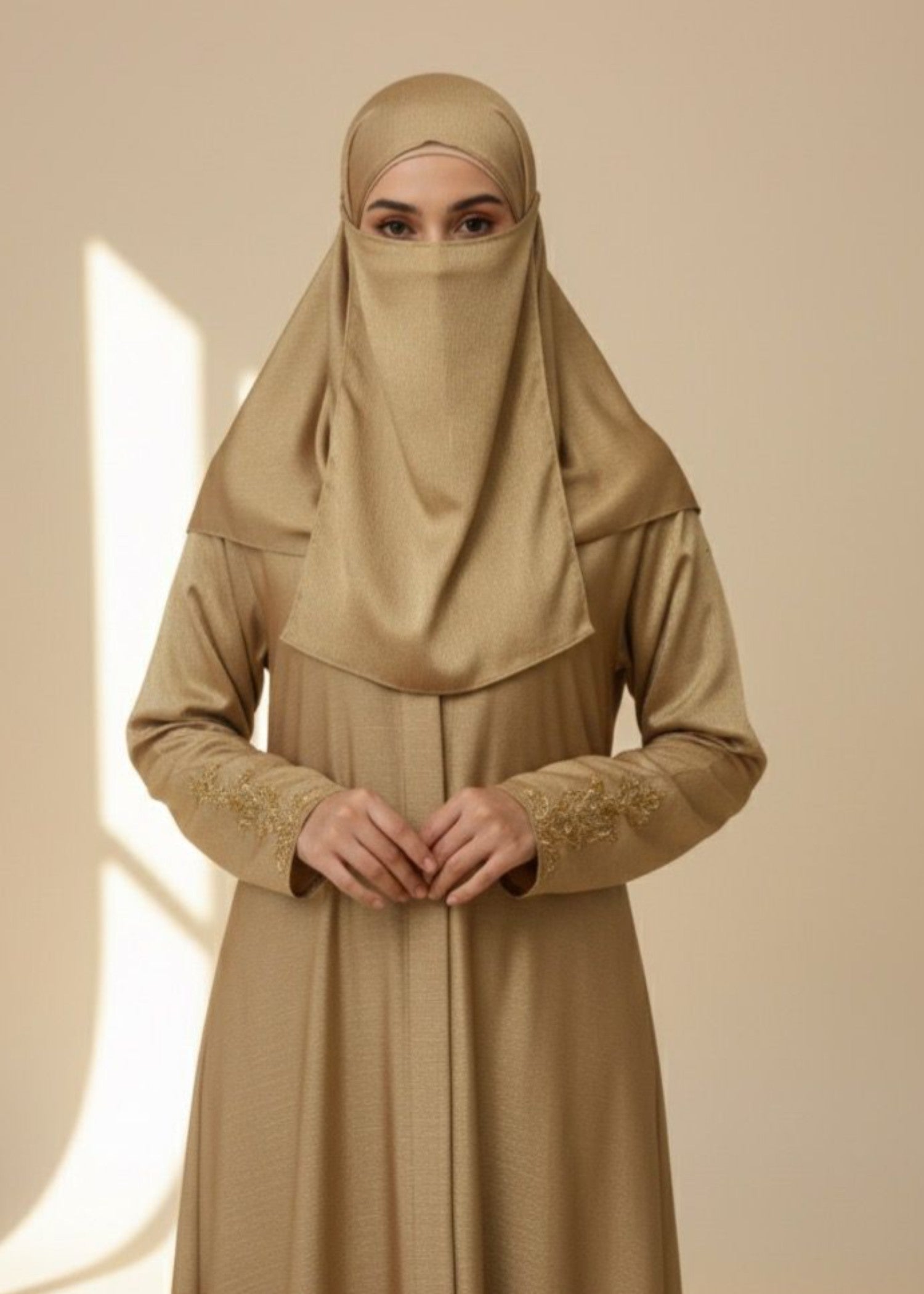 banarsi silk Hijab in Sand brown