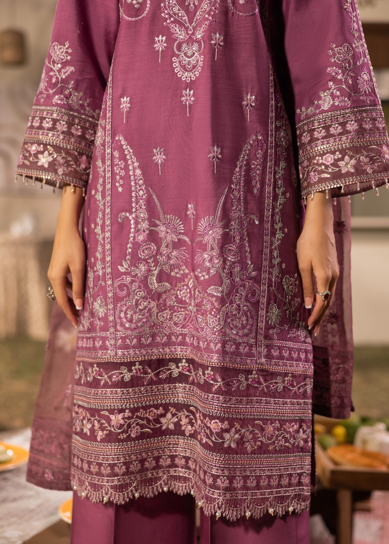 viscose Kurta Set in Plum purple