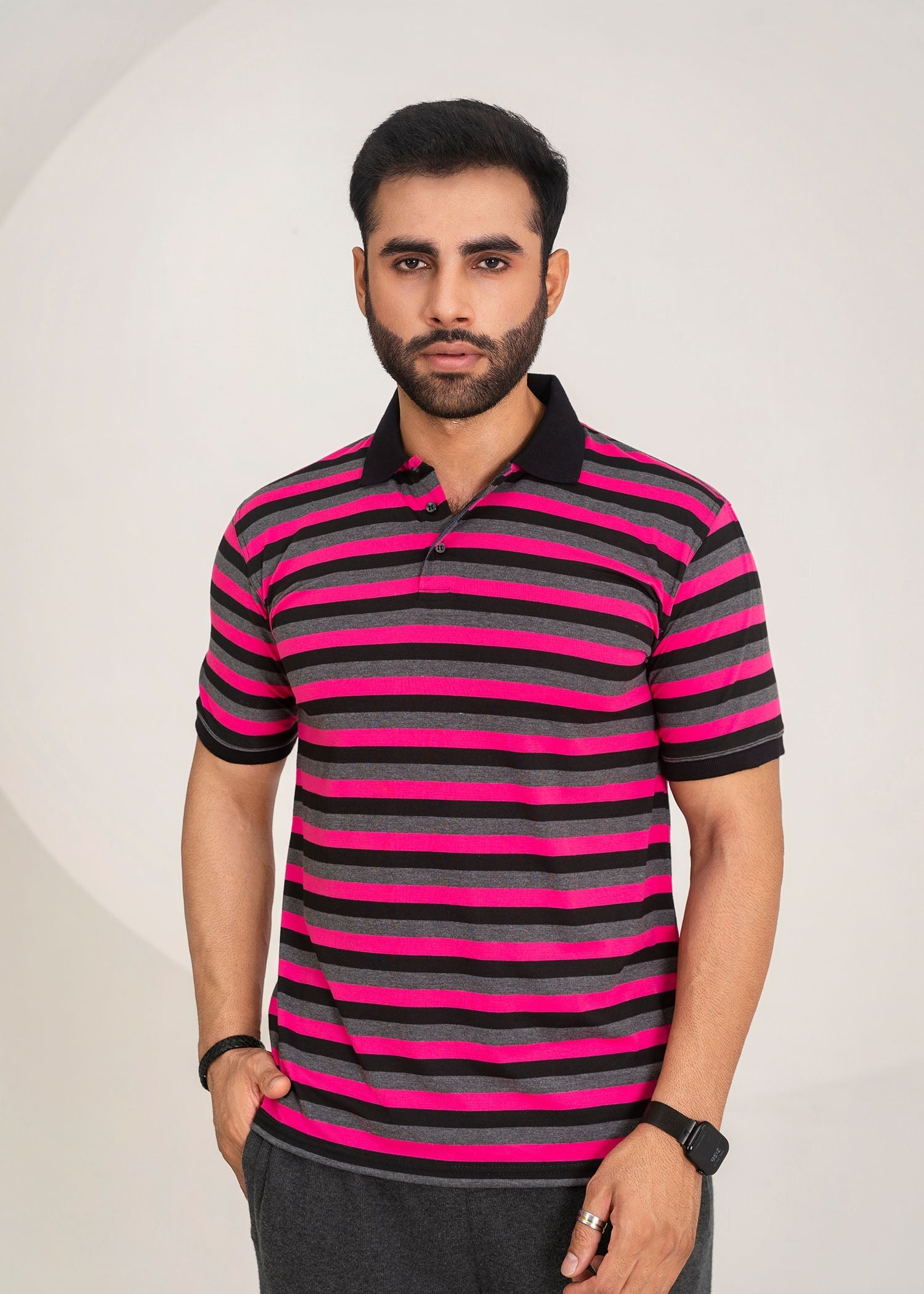 cotton Polo Shirt in Hot pink