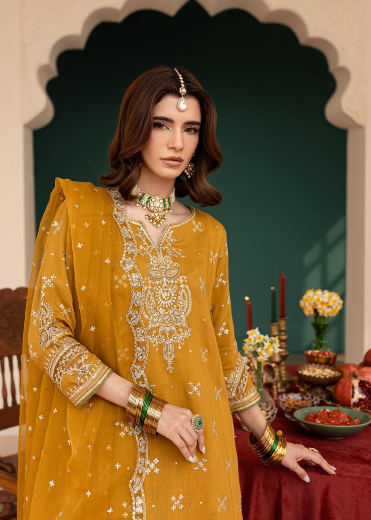 lawn cotton Kurta Set in Saffron
