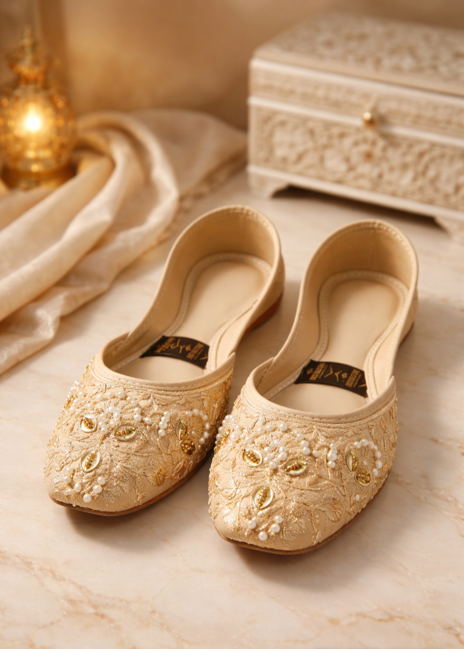 Khussa in Beige by - High Quality Women Khussa YFX2192