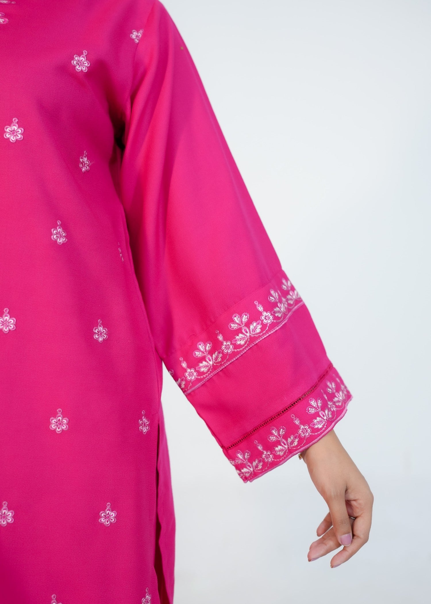 dhanak Kurta Set in Shocking pink