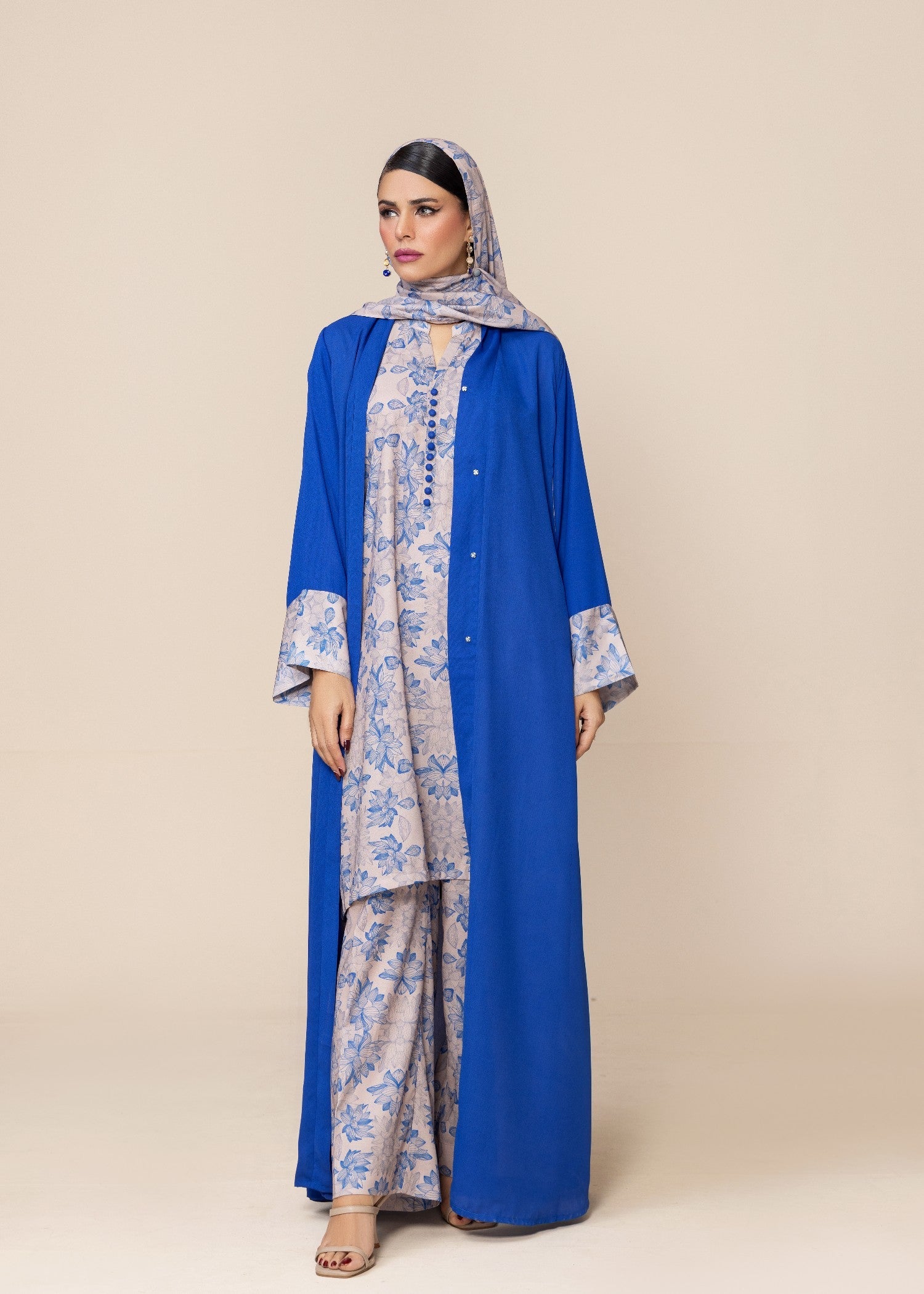 crepe Abaya in Navy blue