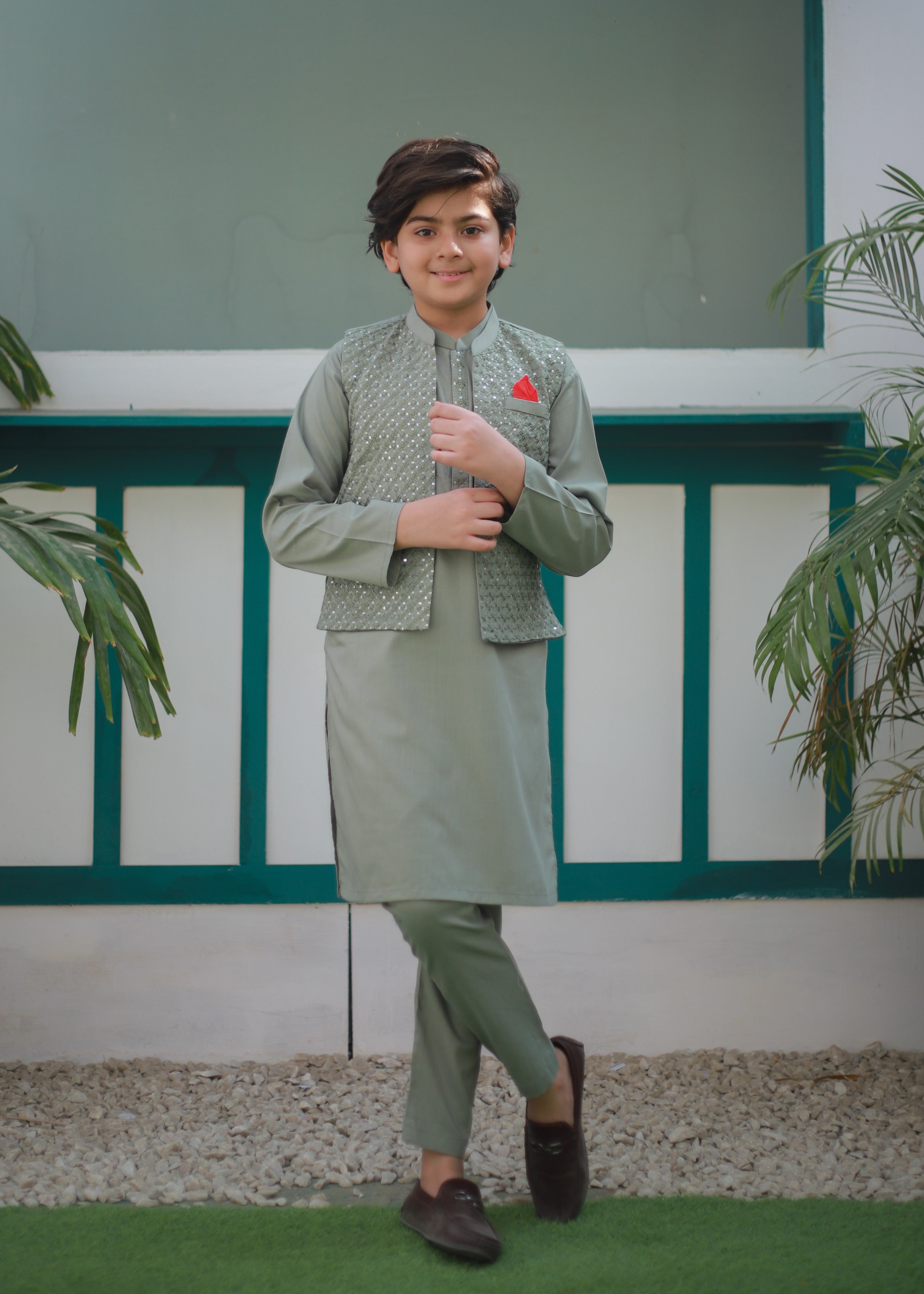 suiting Waistcoat in Moss green