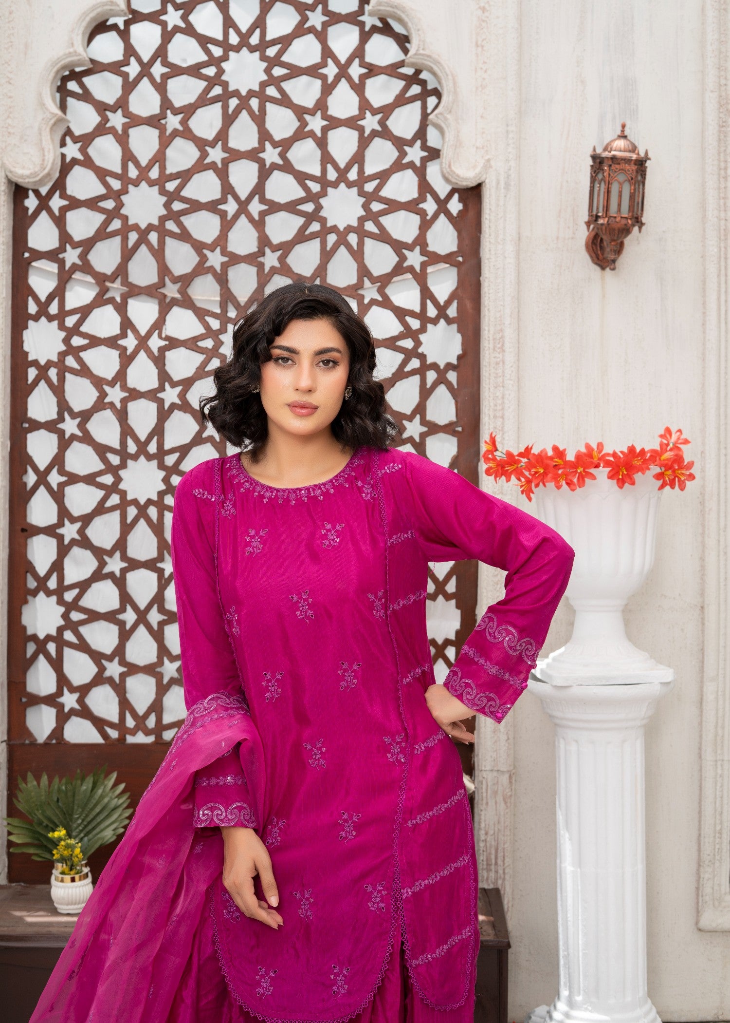raw silk Sharara in Purple