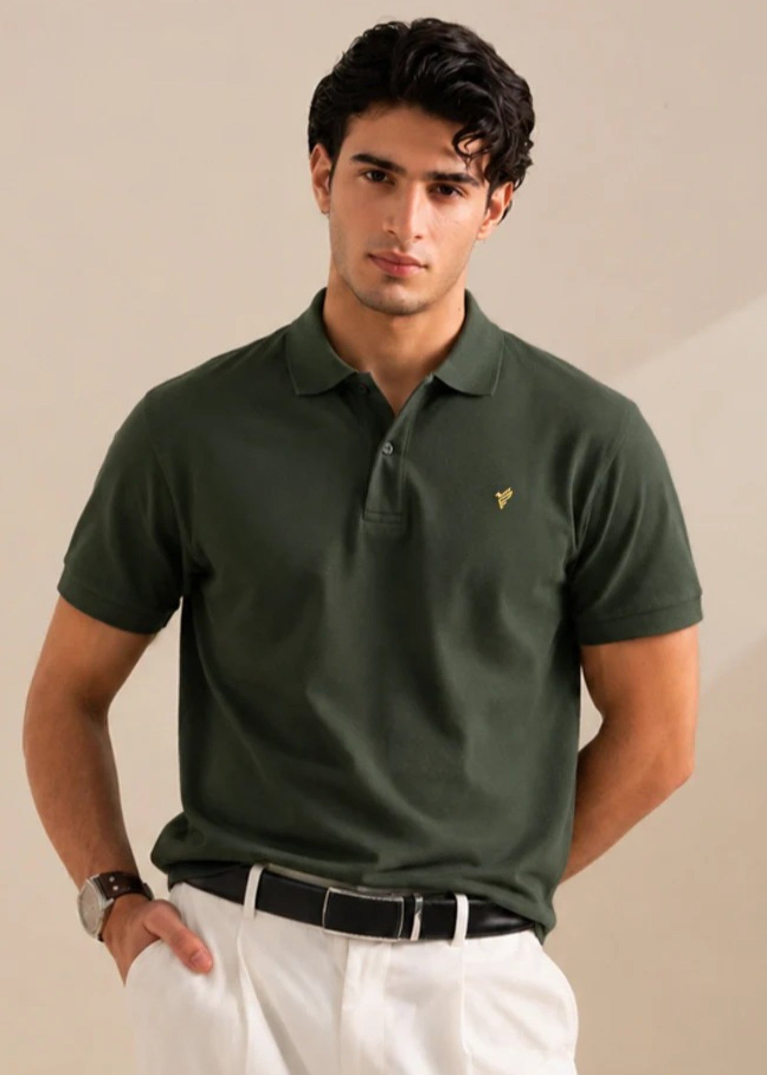 cotton Polo Shirt in Green