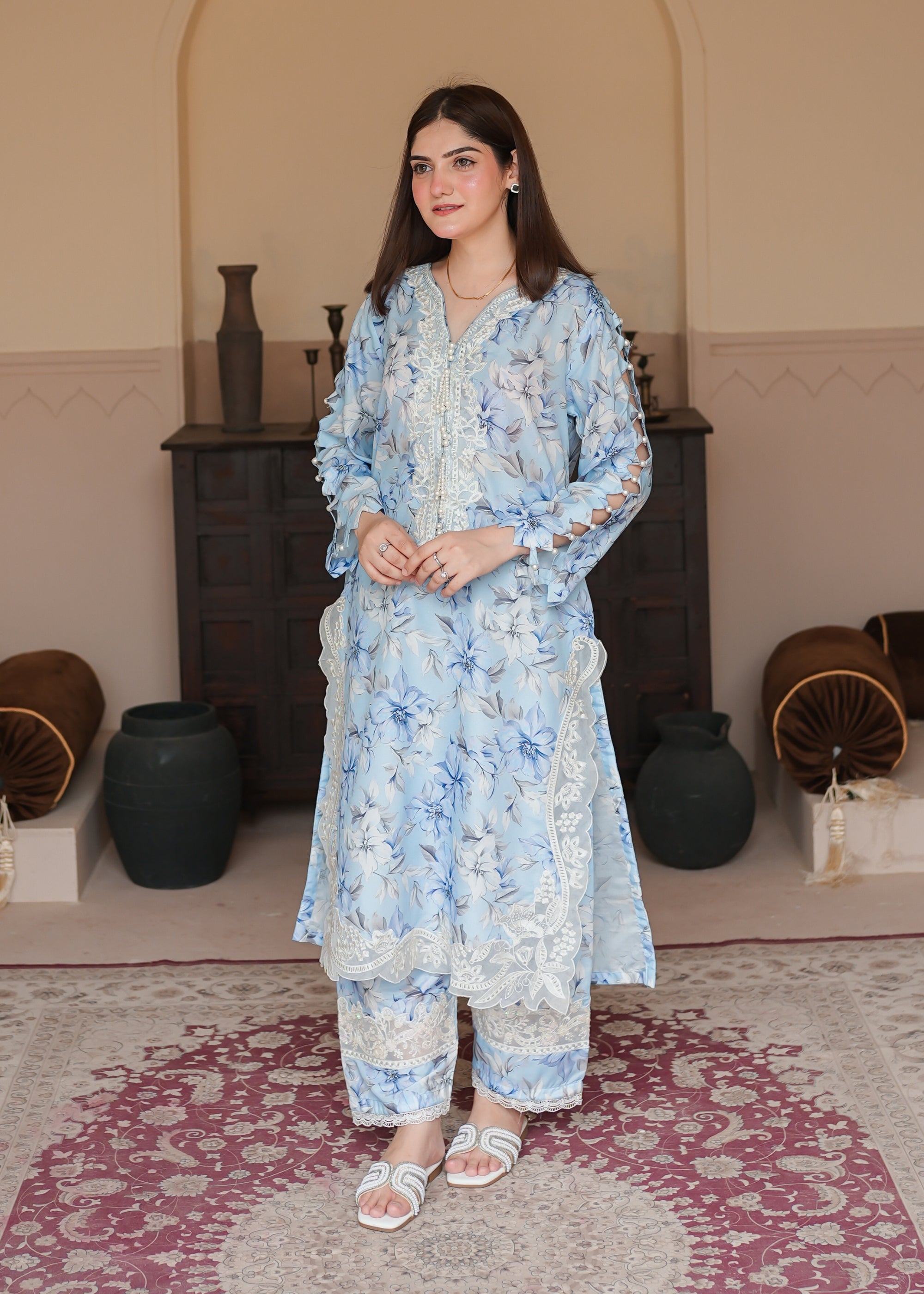 poly lawn Co Ord Sets in Sky