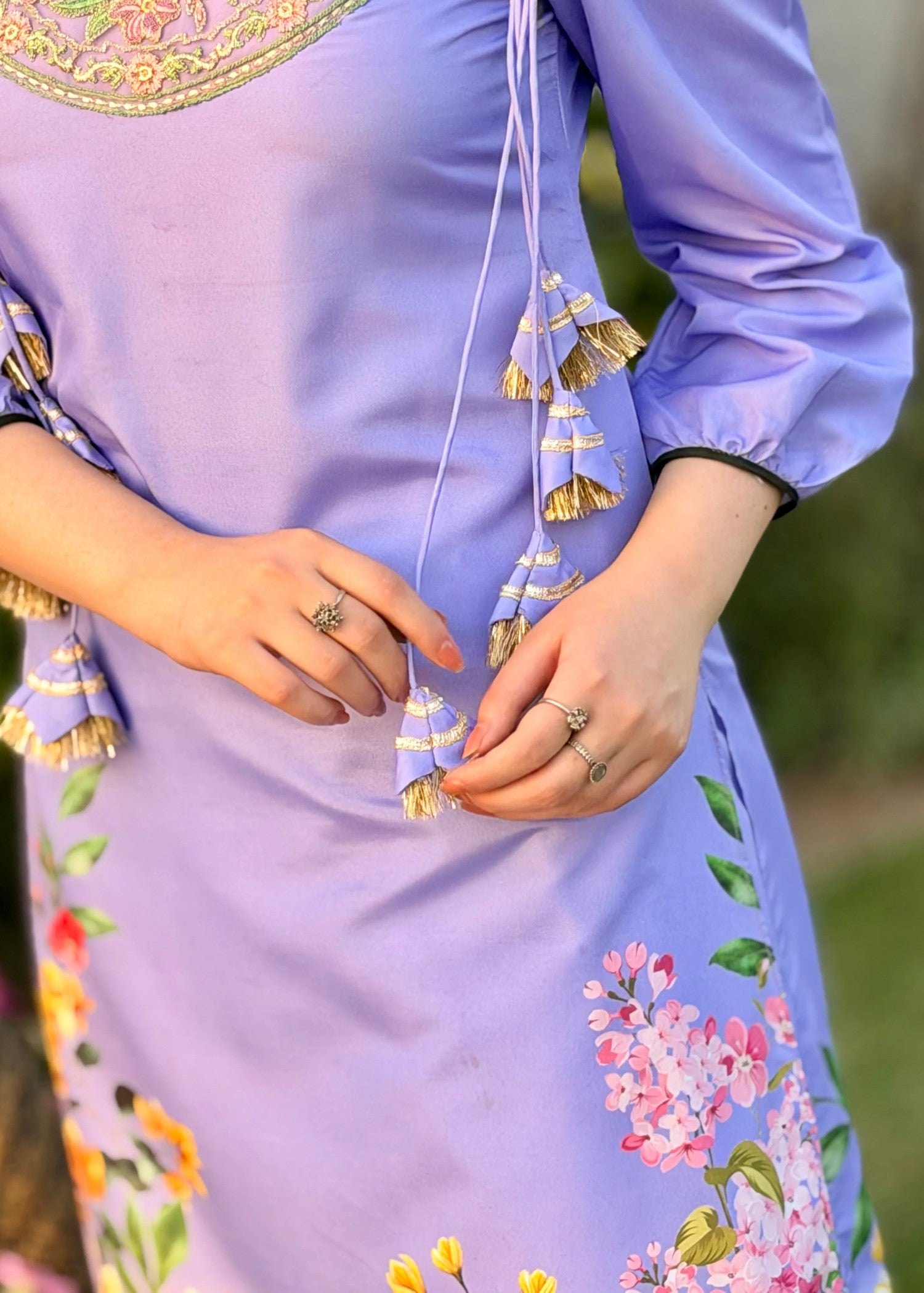 cotton silk Kurta Set in Lavender