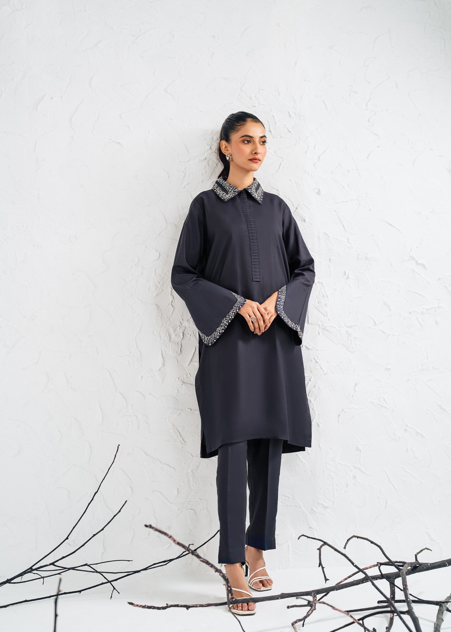 raw silk Co ord Sets in Navy blue